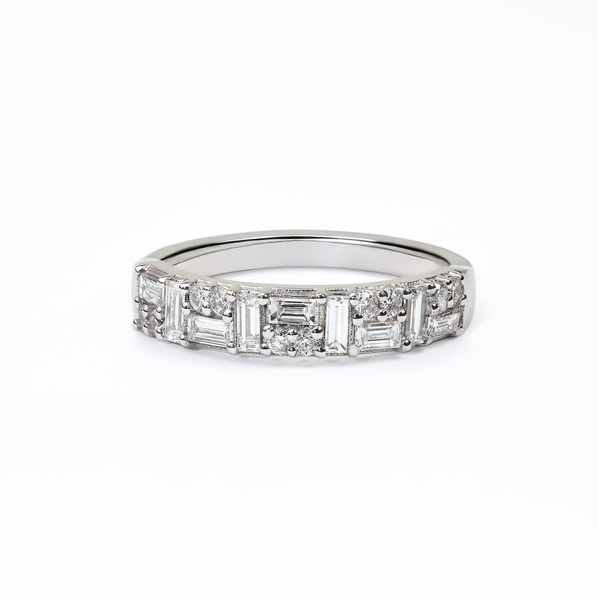 0.47 ct Multi-Shape Diamond Midi Mix Ring in 18K White Gold