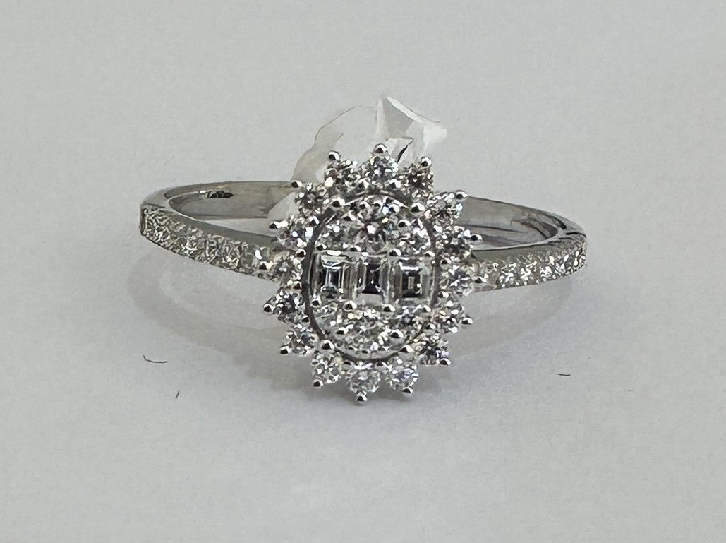 0.52 ct oval cut diamond 18k white gold ring