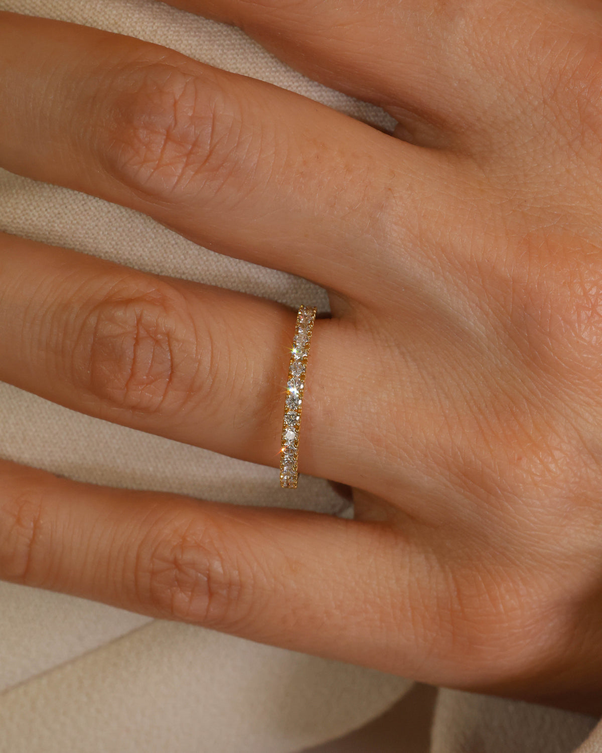 Slim Pavé Natural Diamond Band in 18K Yellow Gold – view 2