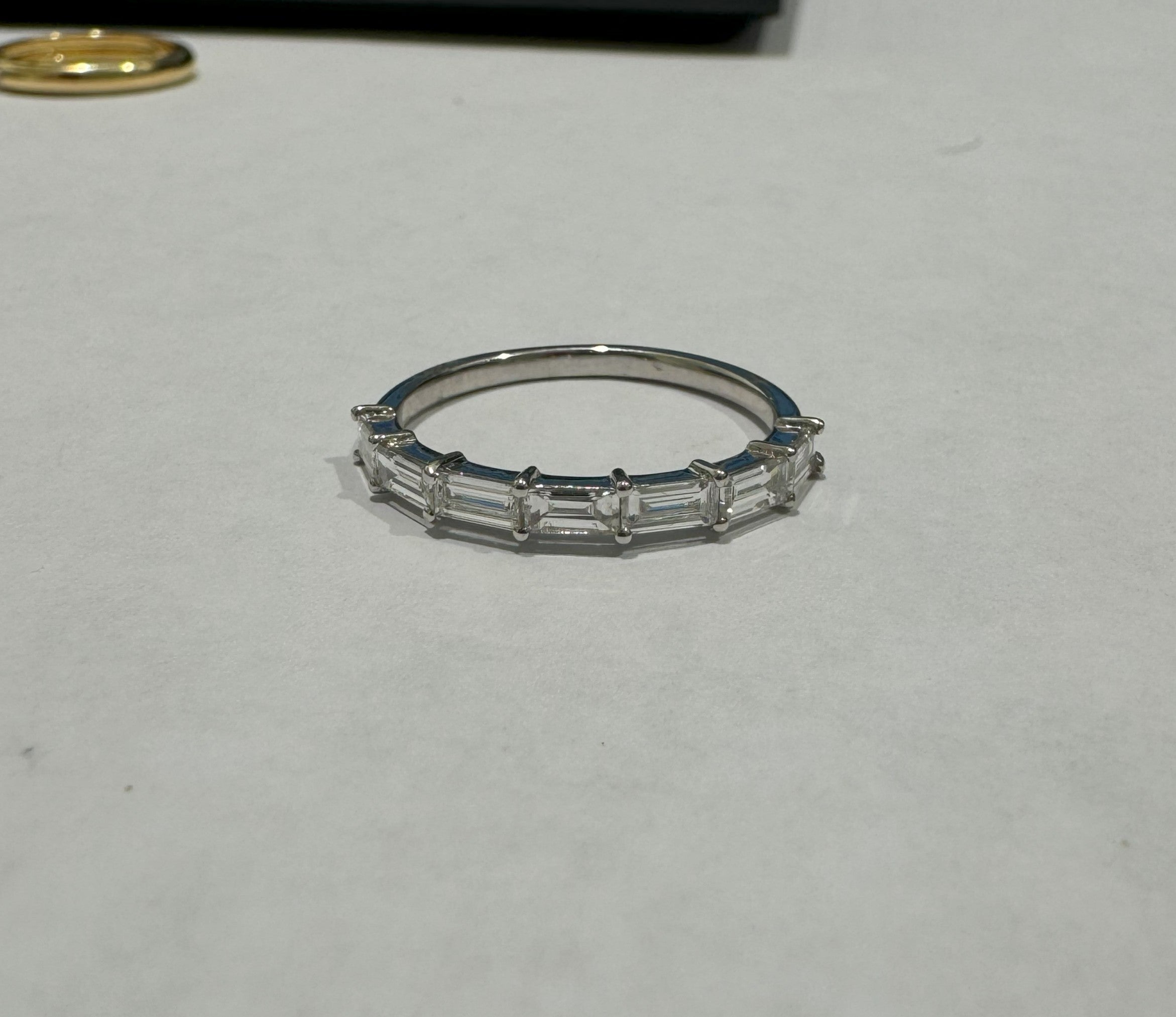 0.72 ct baguette cut diamond 18k white gold ring