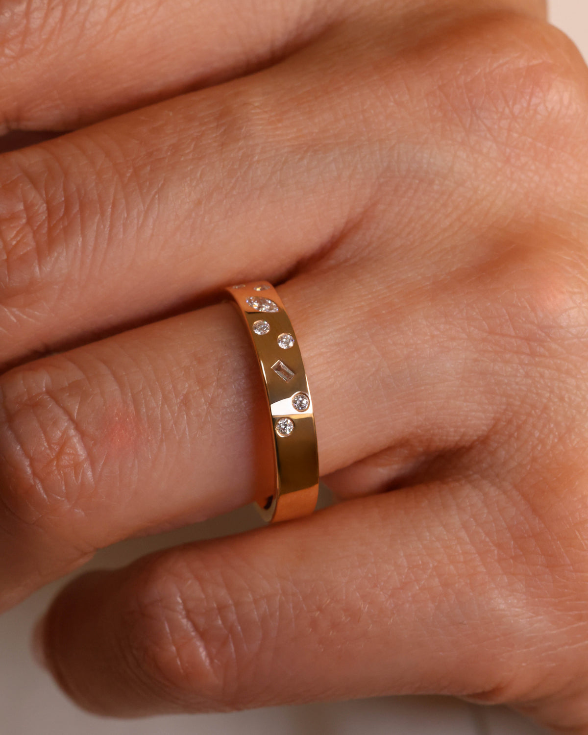 Wide Bezel-Set Natural Diamond Band in 18K Rose Gold – view 2