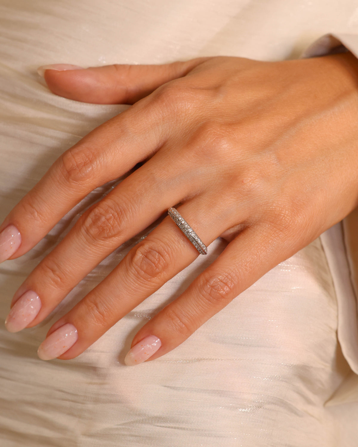 Curved Knife-Edge Diamond Ring in 18K White Gold, 0.58 ct