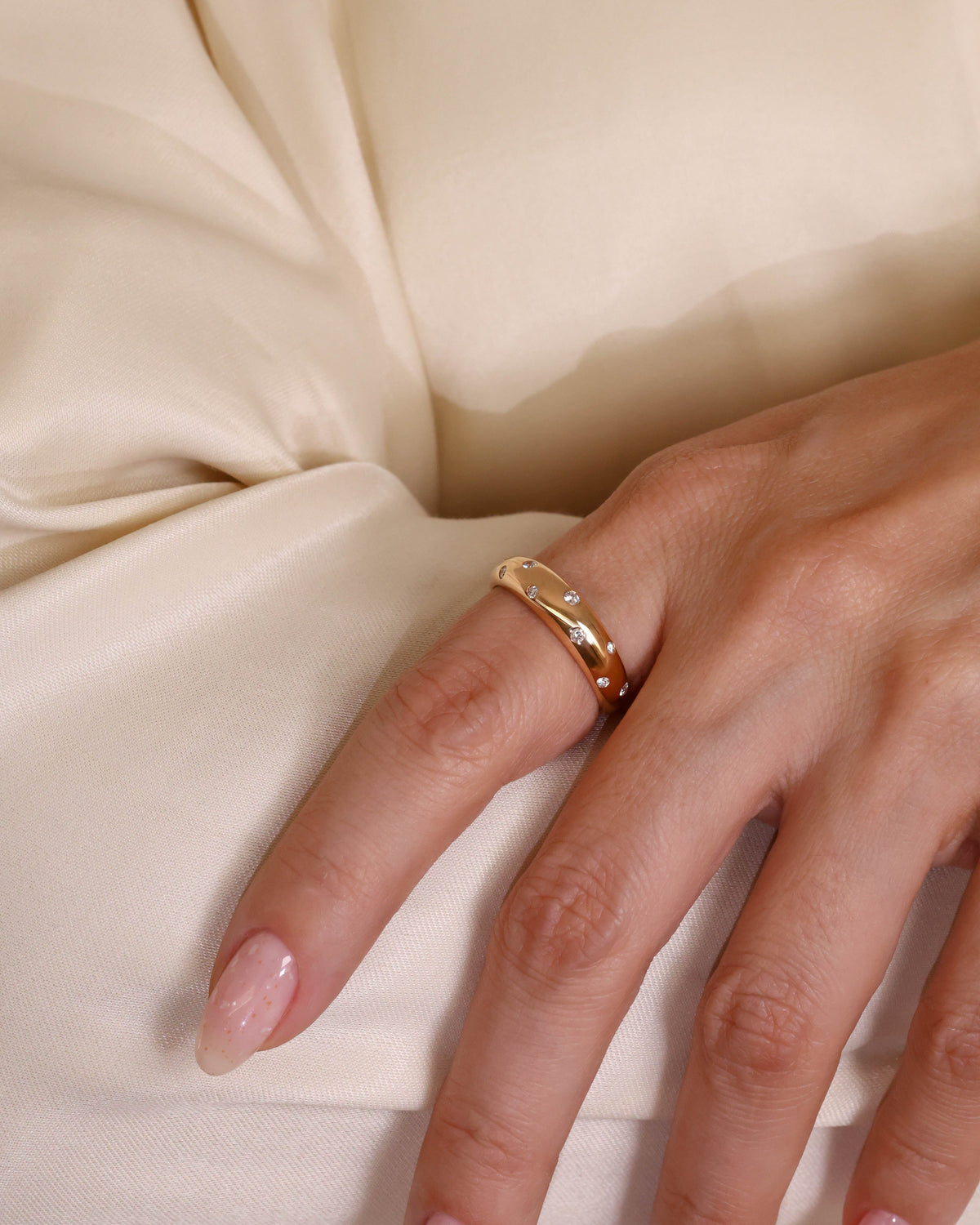 Dome Celestial Diamond Ring in 18K Rose Gold, 0.17 ct