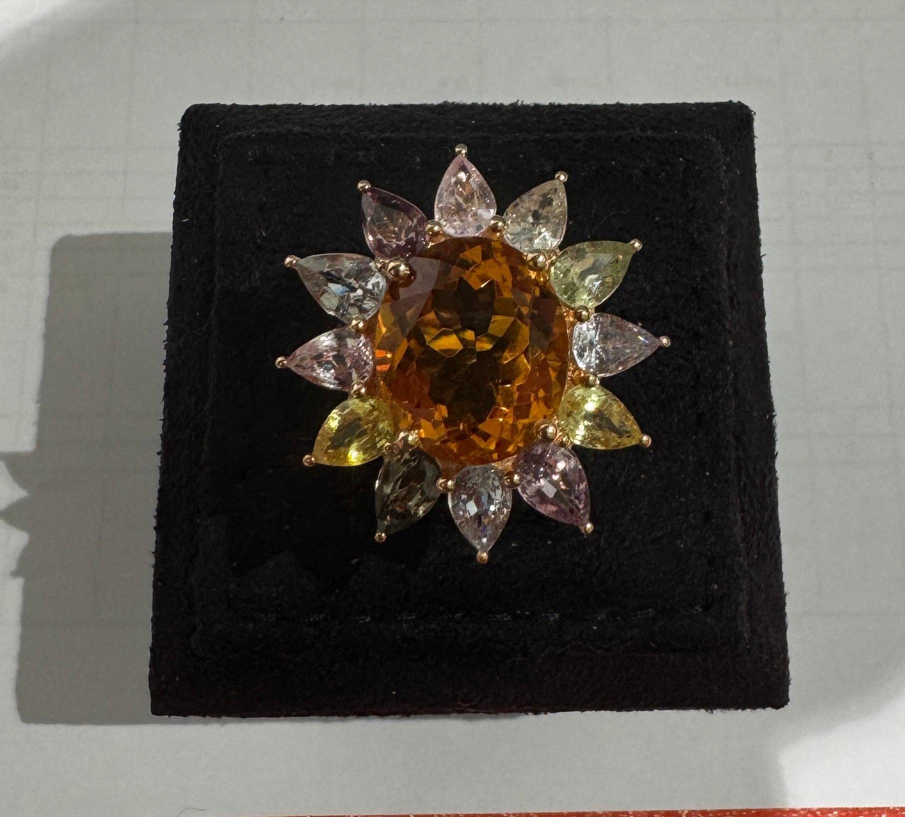 8.45 ct Citrine and 6.41 ct Multi Sapphire Ring