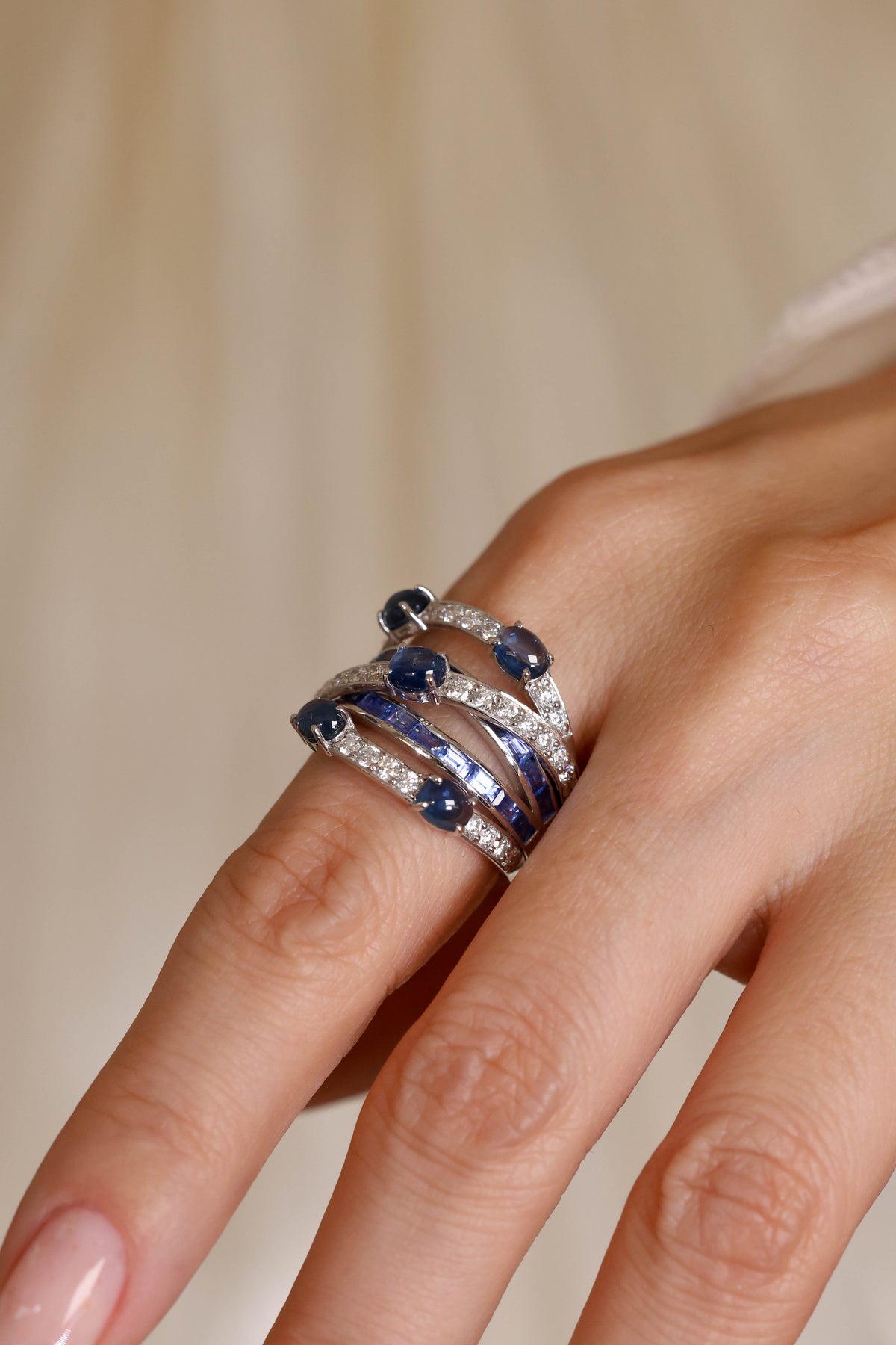 Sapphire & Diamond Statement Ring – view 2