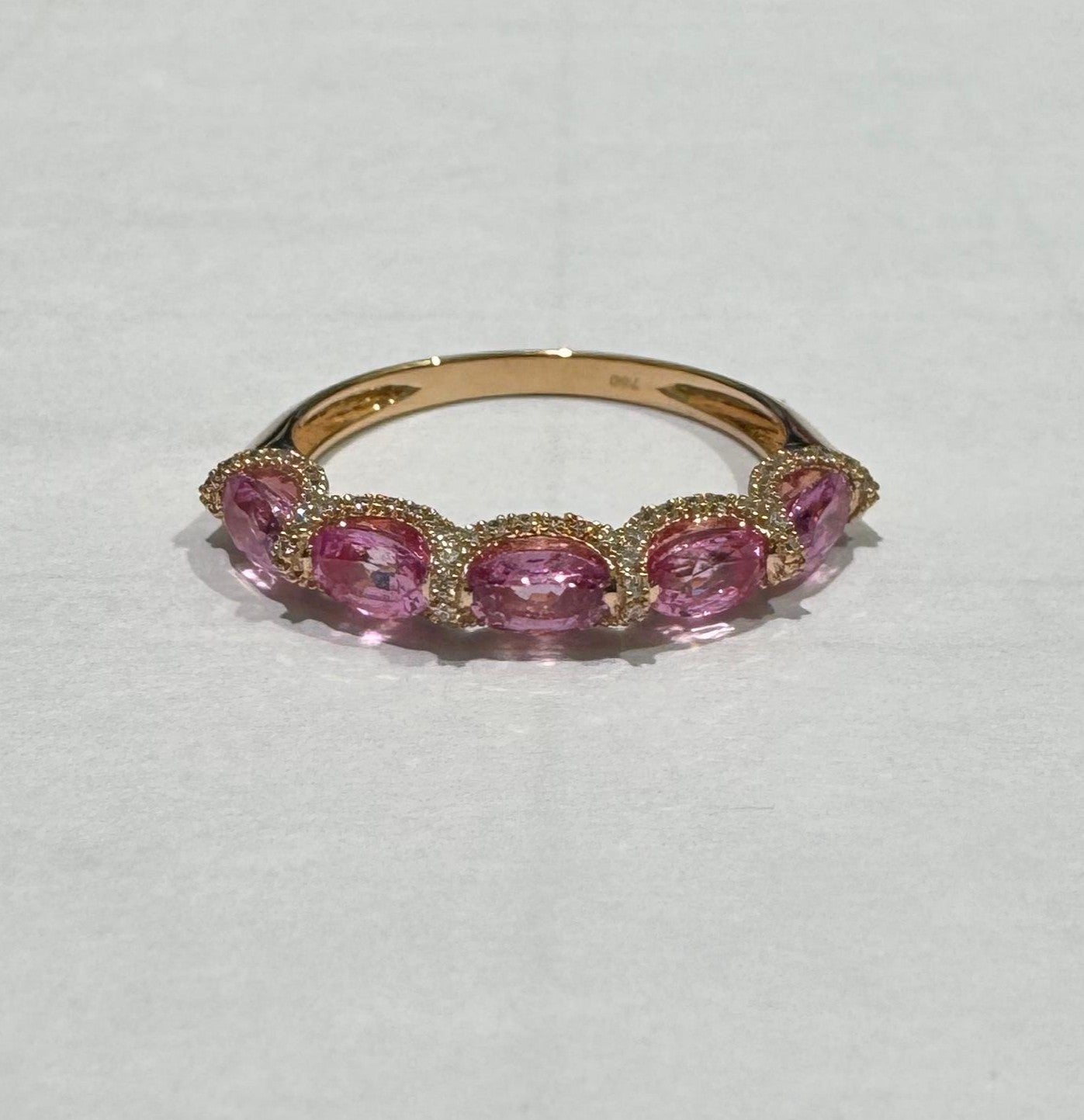 0.30 ct Diamond and Pink Sapphire Ring in 18K Rose Gold