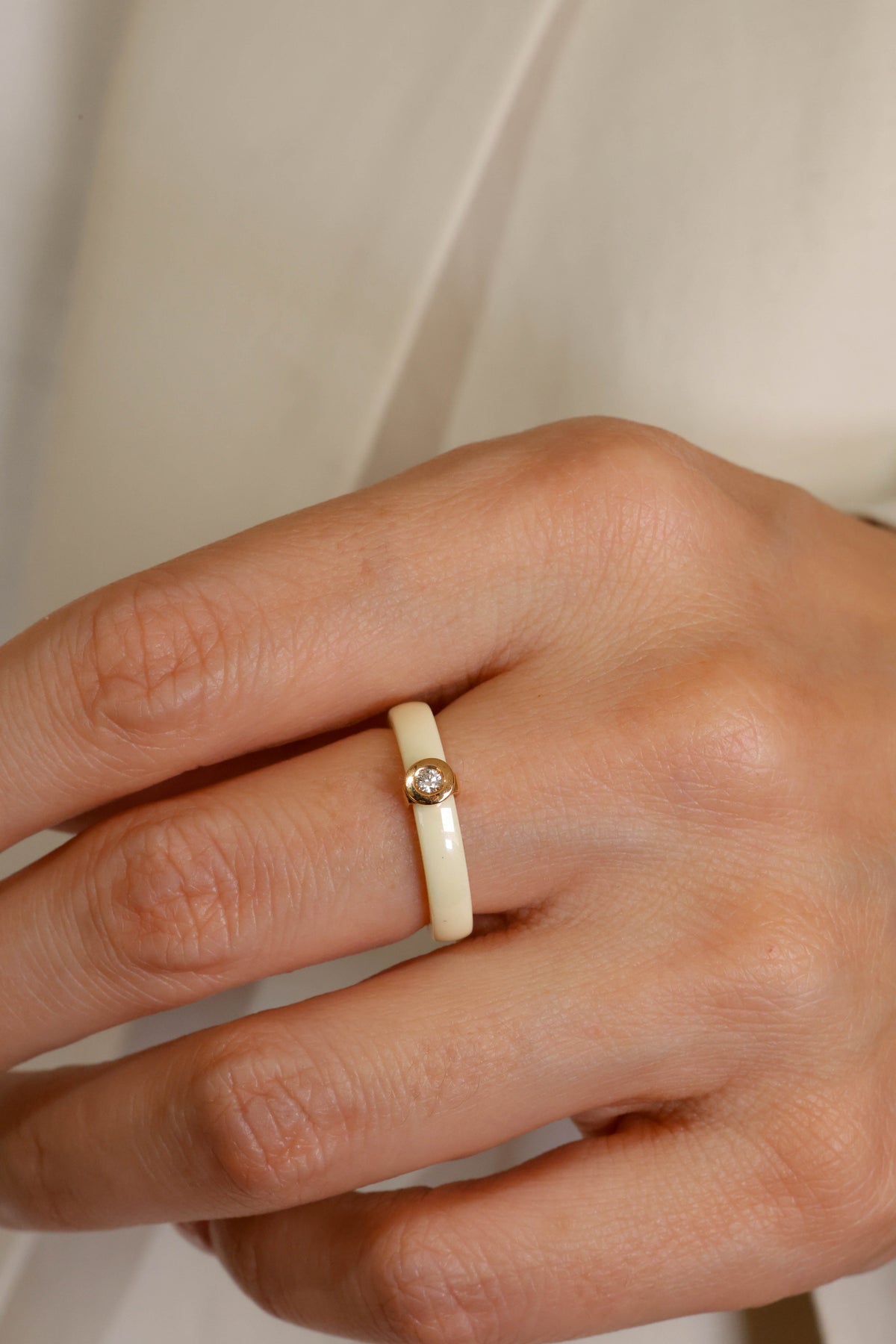 Yellow Ceramic Diamond Ring