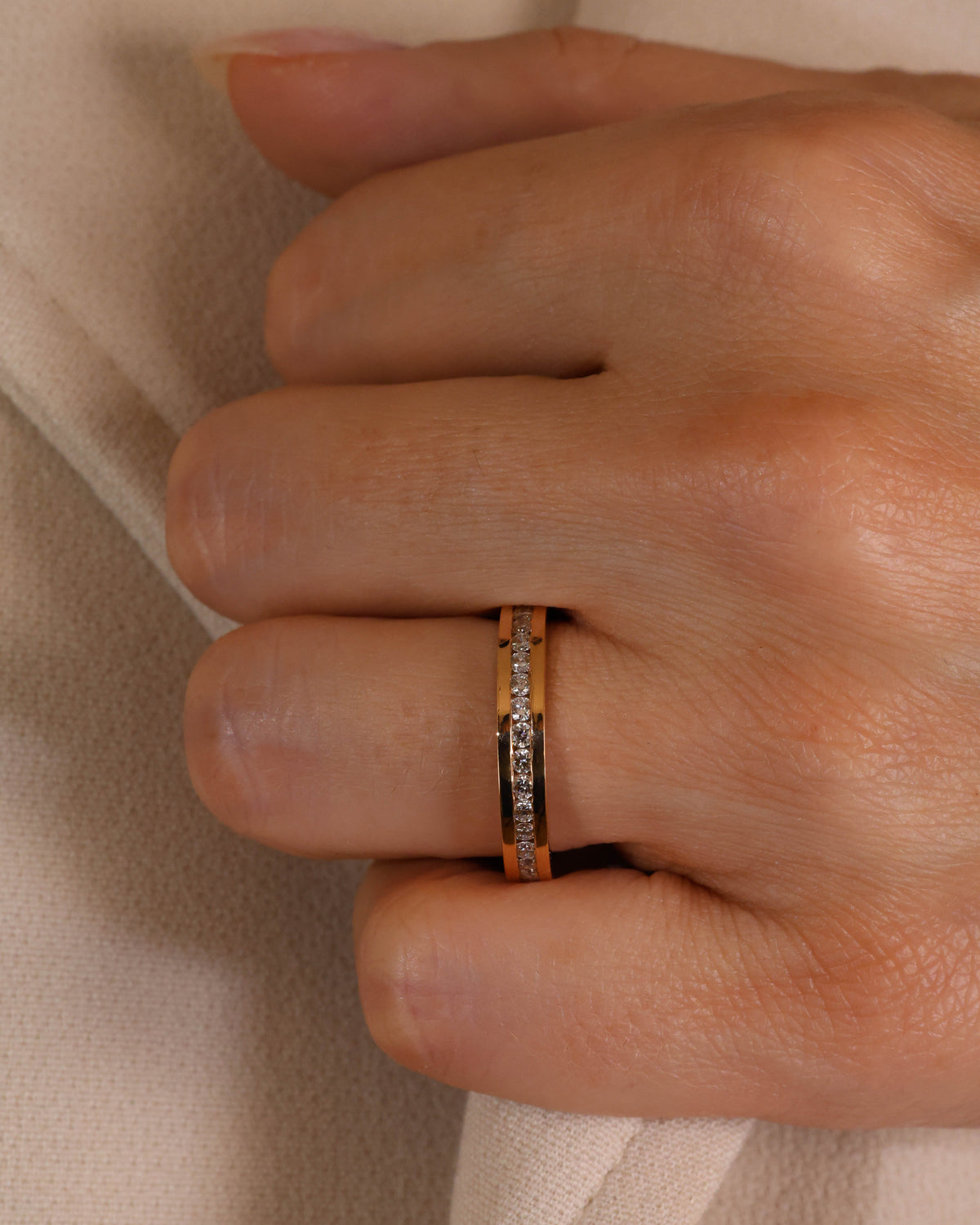 Natural Diamond Channel Ring in 18K Rose Gold, 0.41 ct