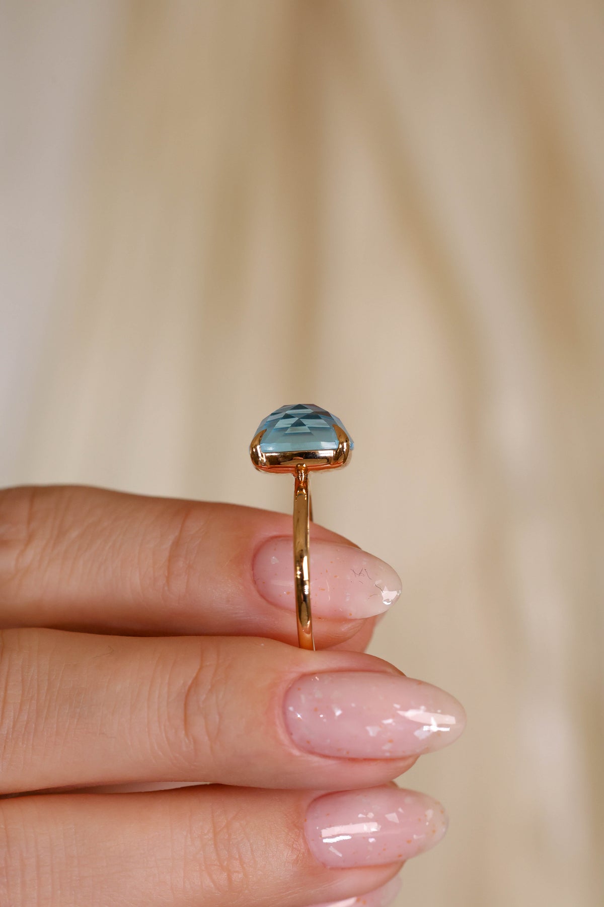 Blue Topaz Statement Ring in 18K Rose Gold – view 2