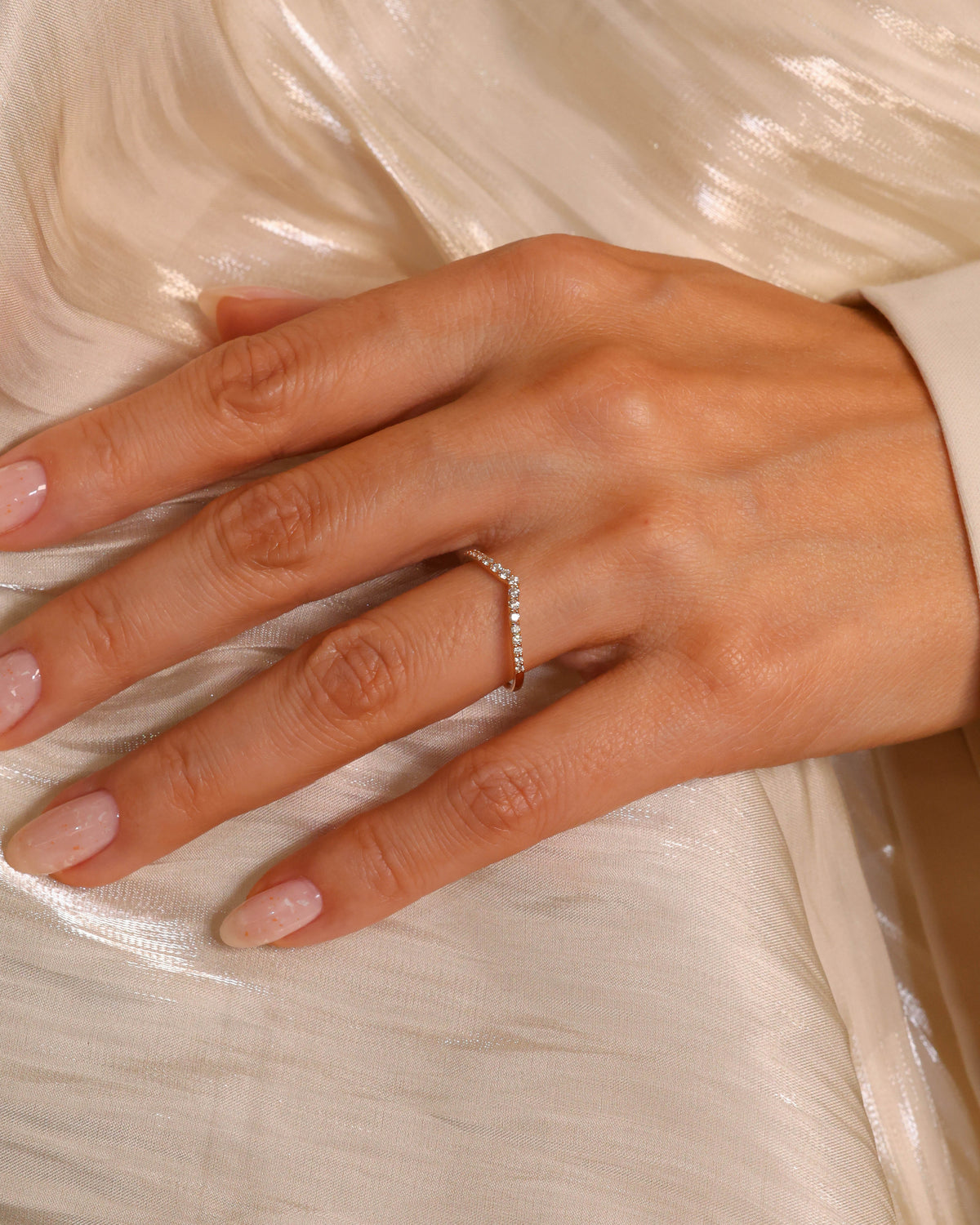 0.19 ct Natural Diamond Slim Band in 18K Rose Gold – view 2