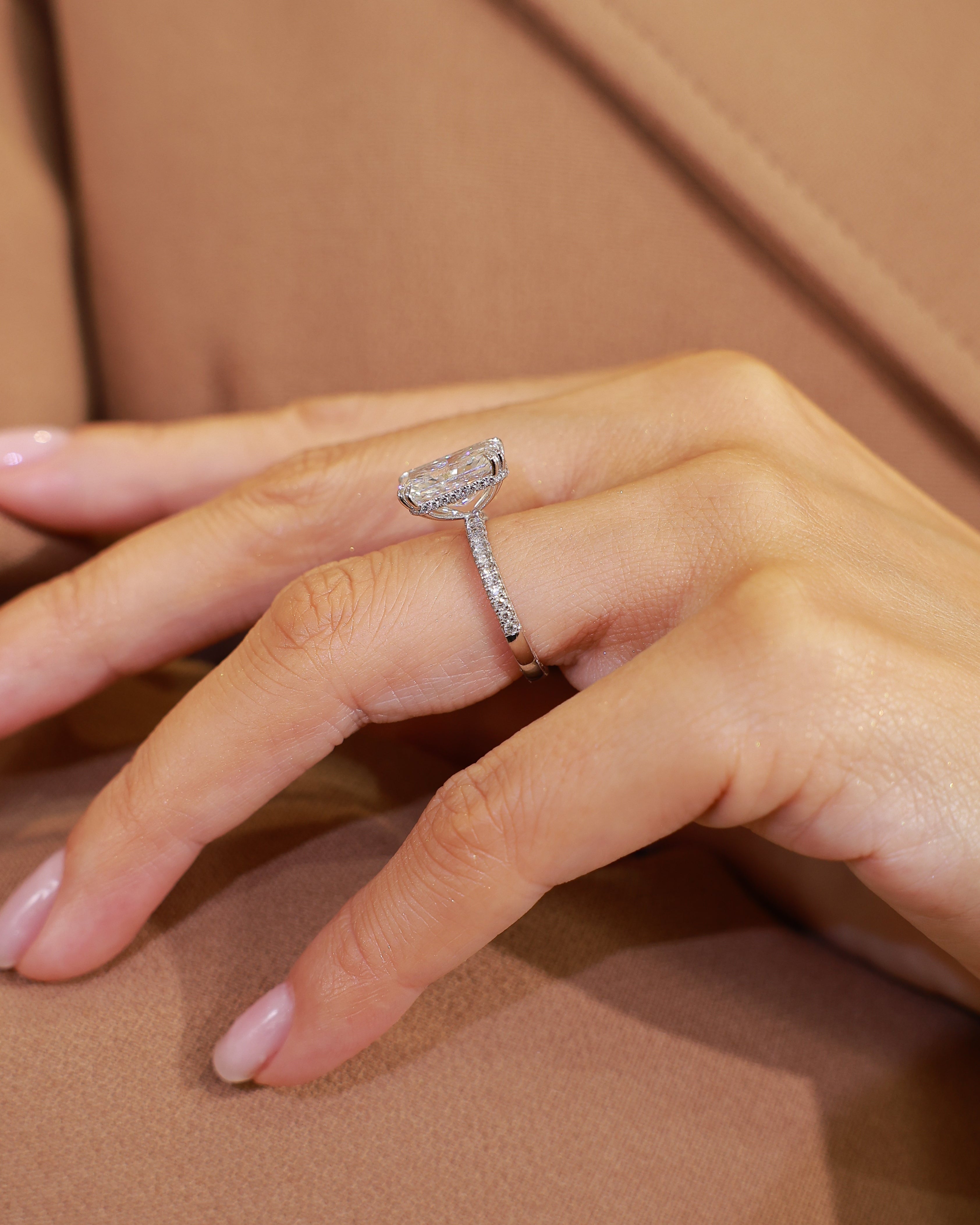 4.73 ct Radiant Cut Lab Grown Diamond Hidden Halo Ring