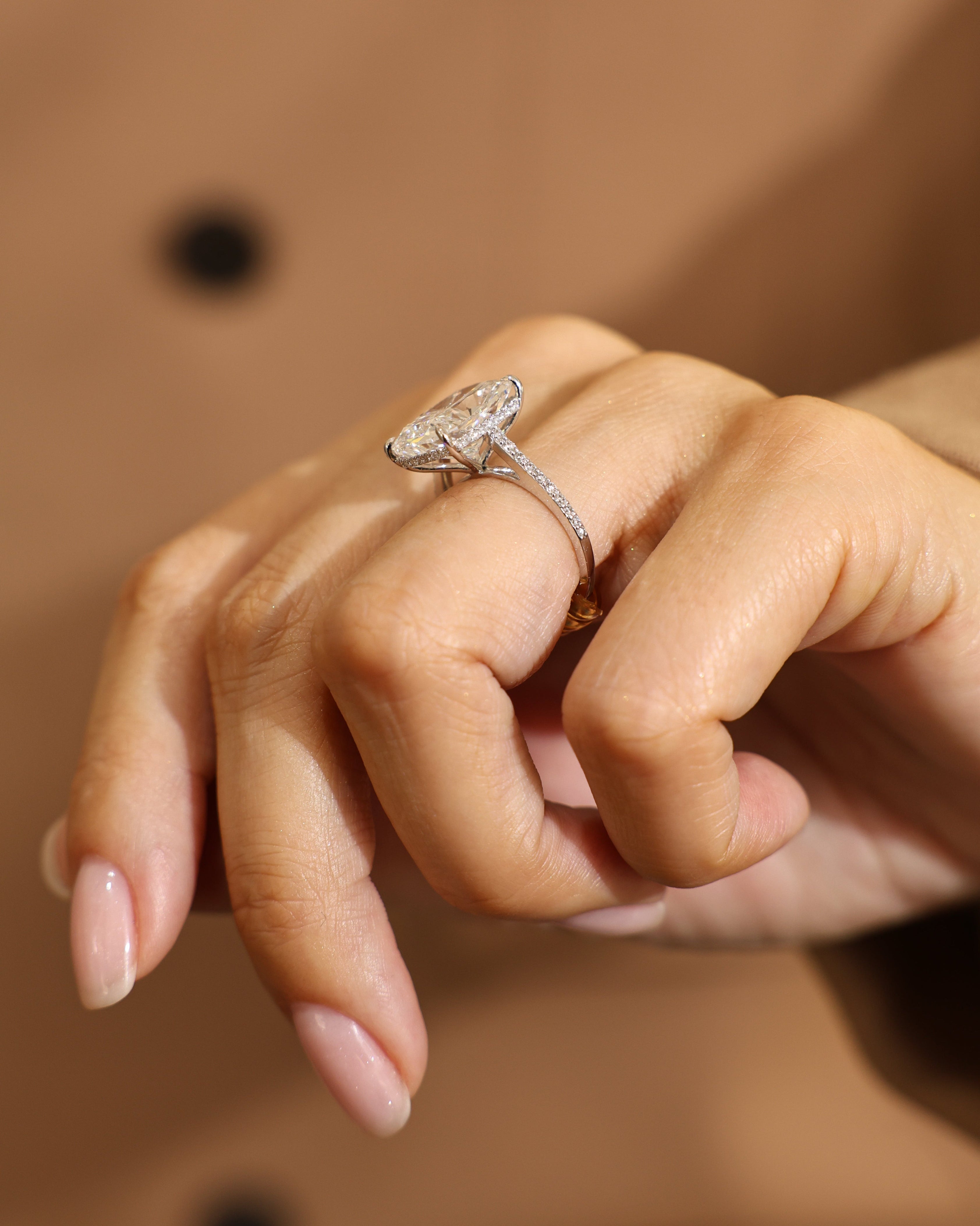 7.27 ct Cushion Cut Lab Grown Diamond Hidden Halo Ring