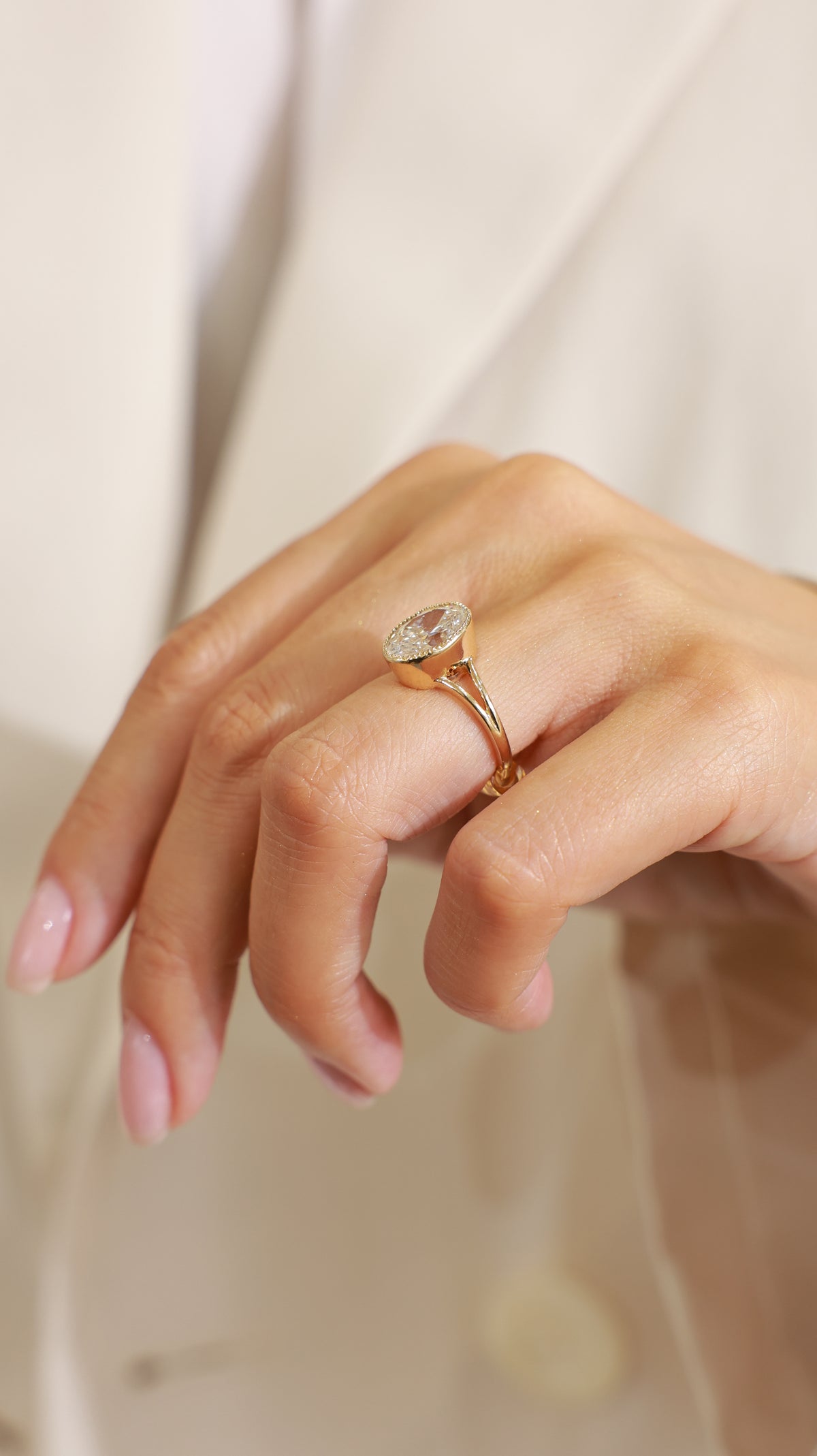 Celeste Bezel Ring - Oval 3.00 ct in 18K Yellow Gold – view 4