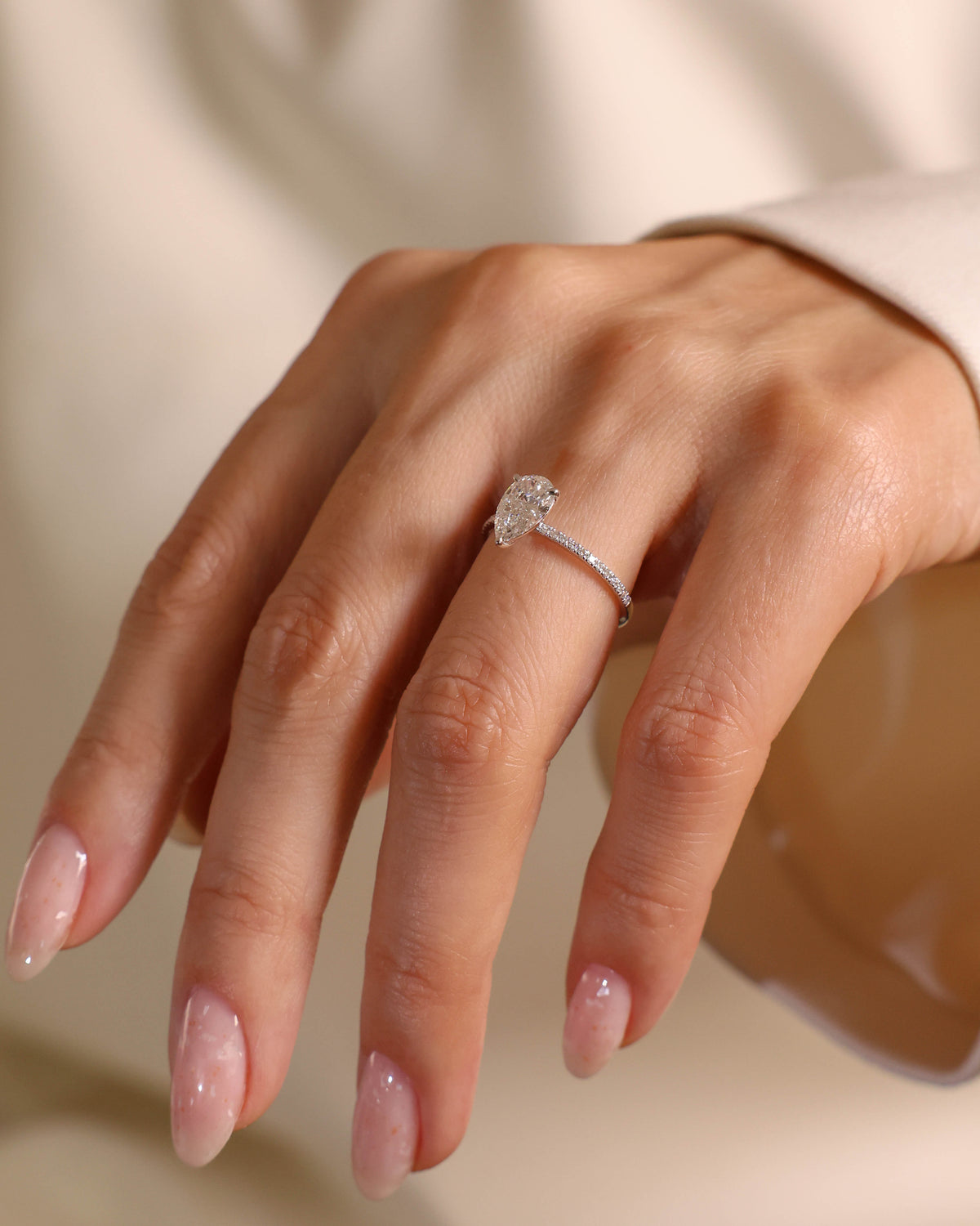 Pear Lab-Grown Diamond Engagement Ring in 18K White Gold – view 2