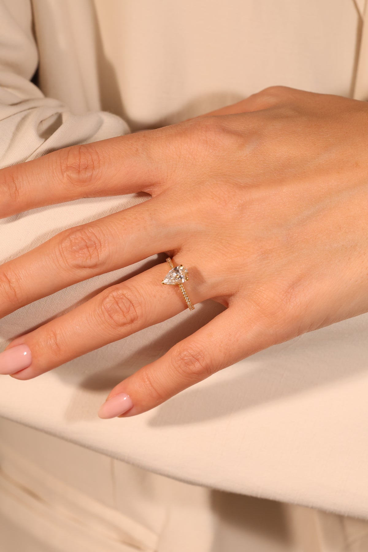 Pear Lab Diamond Ring