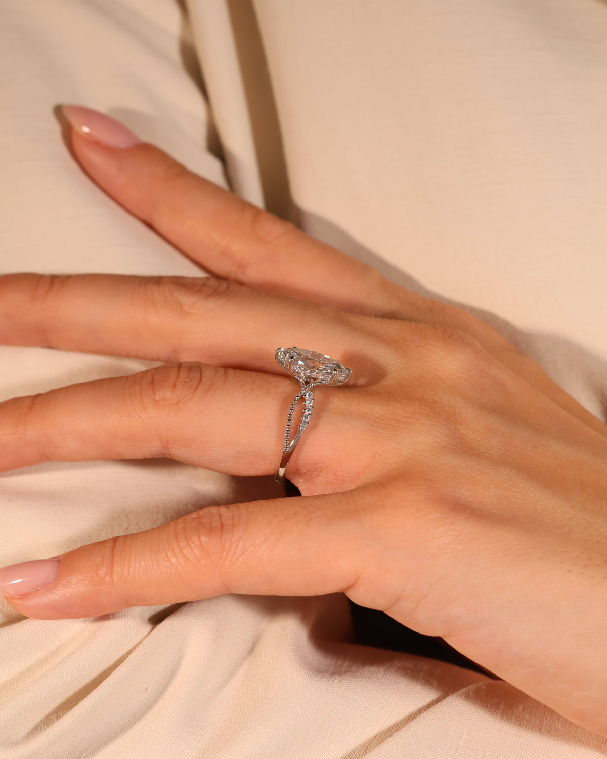MARQUISE LAB DIAMOND INFINITY RING