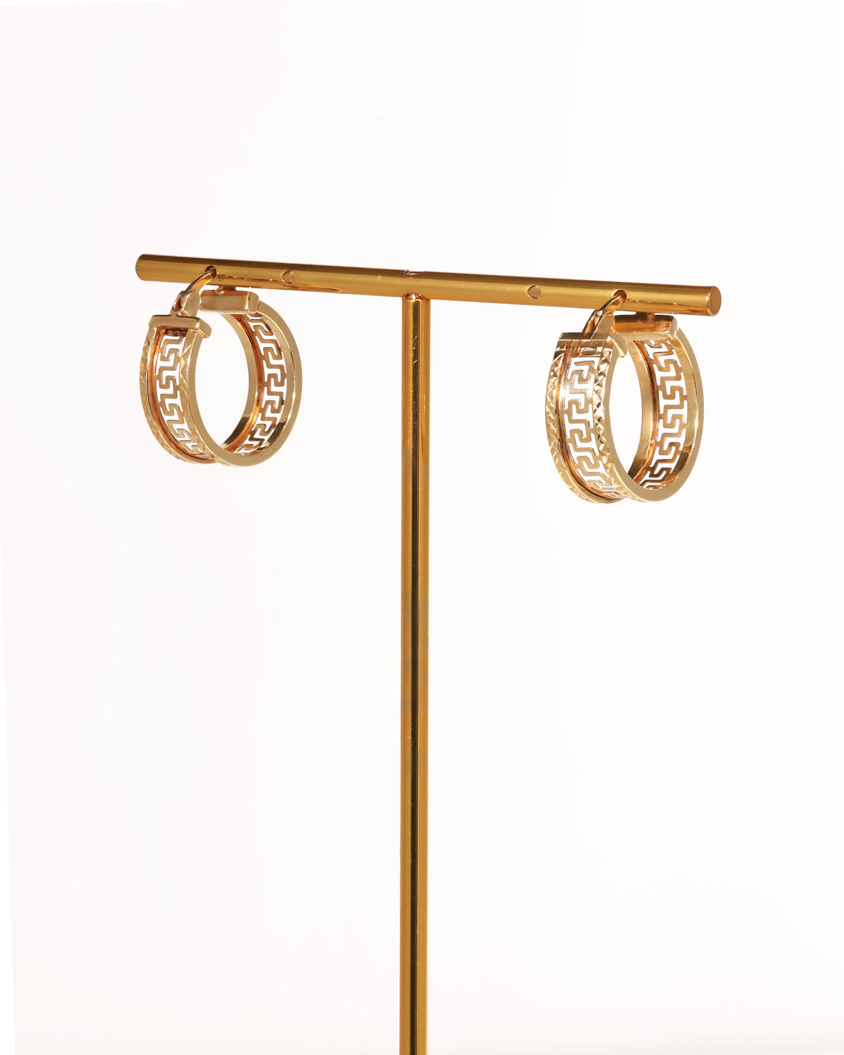 Greek Key Gold Hoop Earrings in 18K Yellow Gold – GER00016