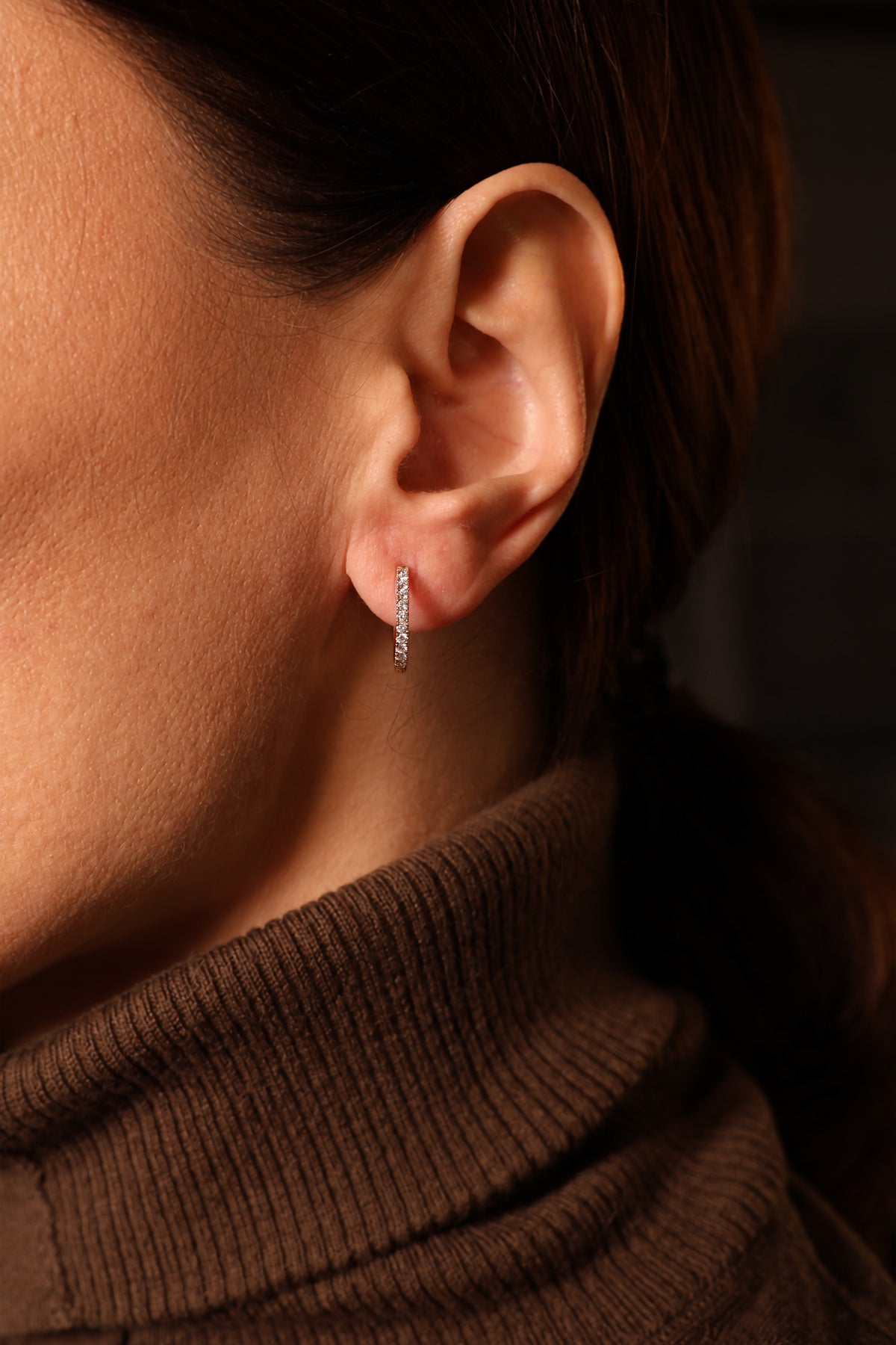 Linear Natural Diamond Earrings in 18K Rose Gold, 0.37 ct