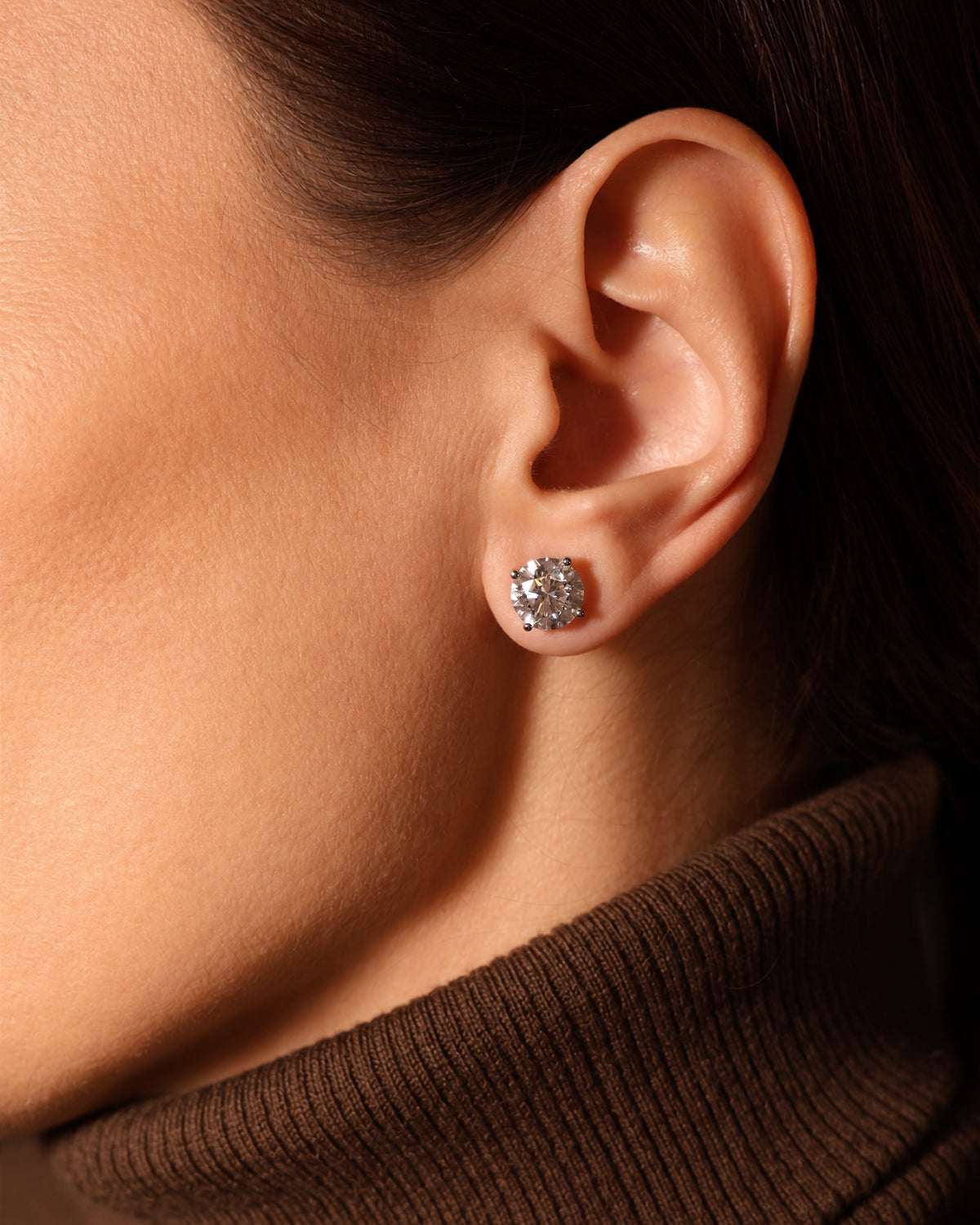 Round Lab Diamond Studs 6.00 Carat in 18K White Gold