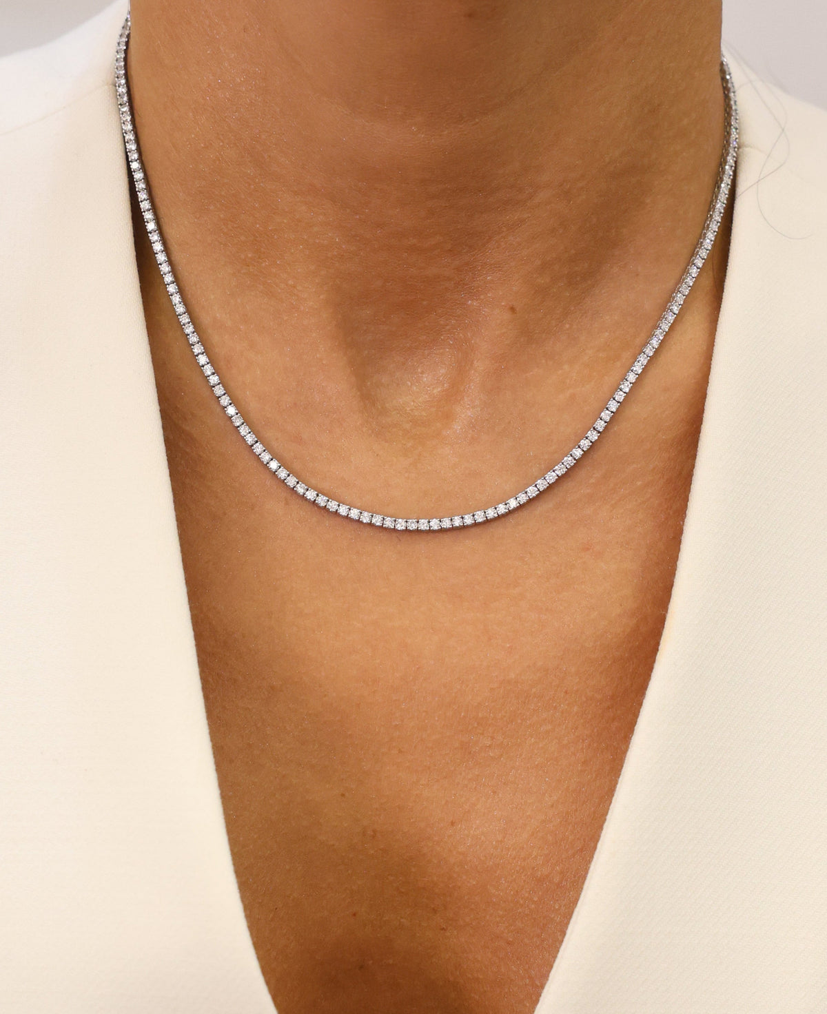 Tennis Necklace Lab-Grown Diamond – 5.75 ct in 18K White Gold