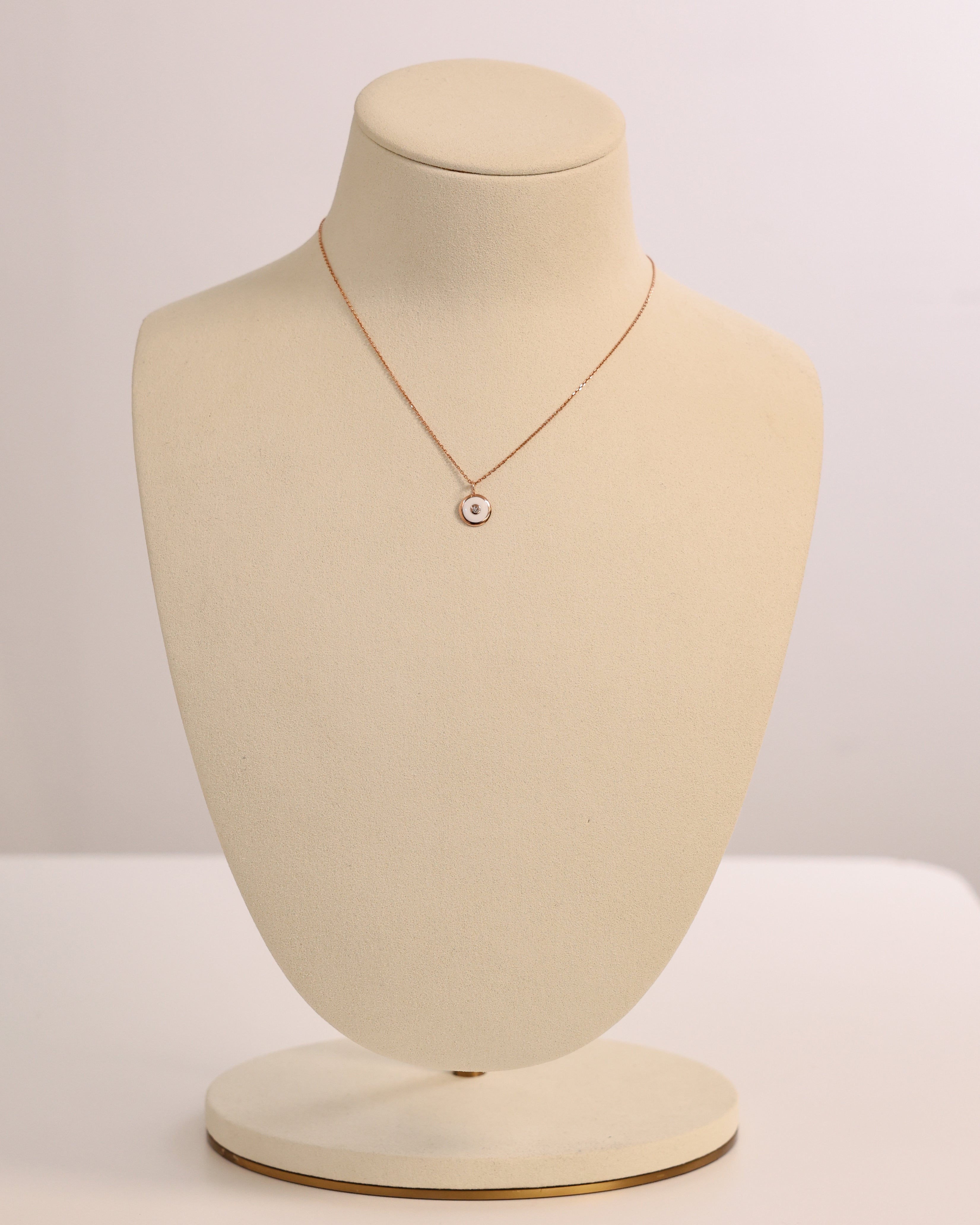 WHITE ENAMEL DIAMOND NECKLACE