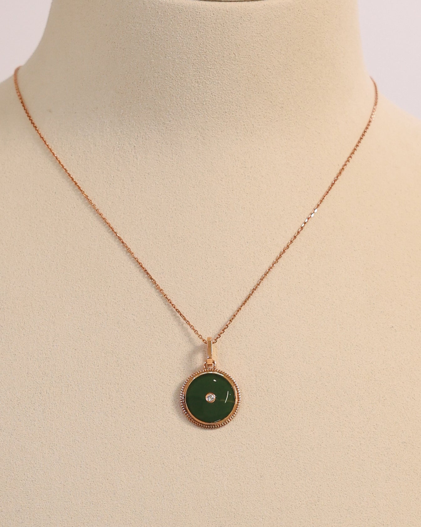 GREEN ENAMEL DIAMOND NECKLACE