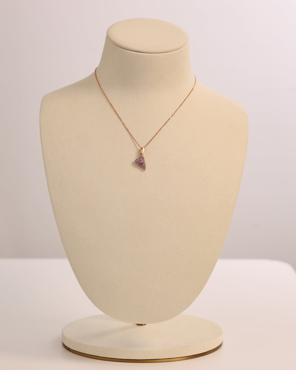 Pink Sapphire Heart Necklace in 18K White Gold – view 2