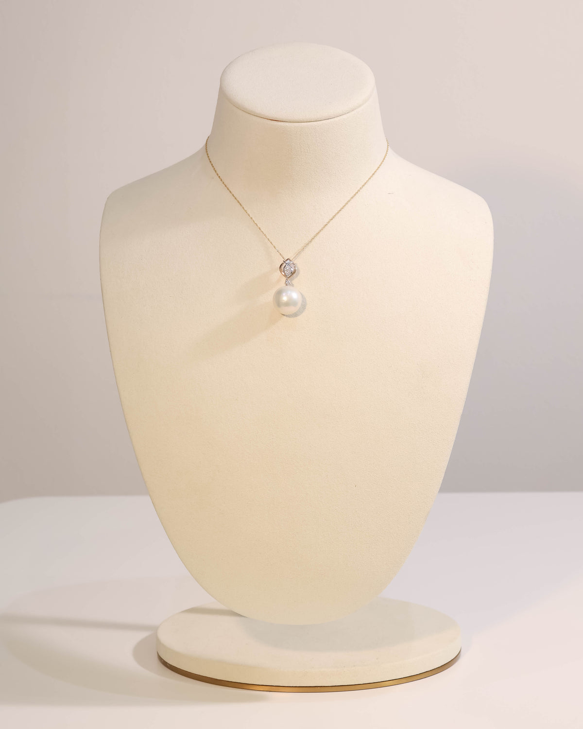 Pearl Drop Diamond Accent Pendant in 18K Mixed Color Gold – view 2