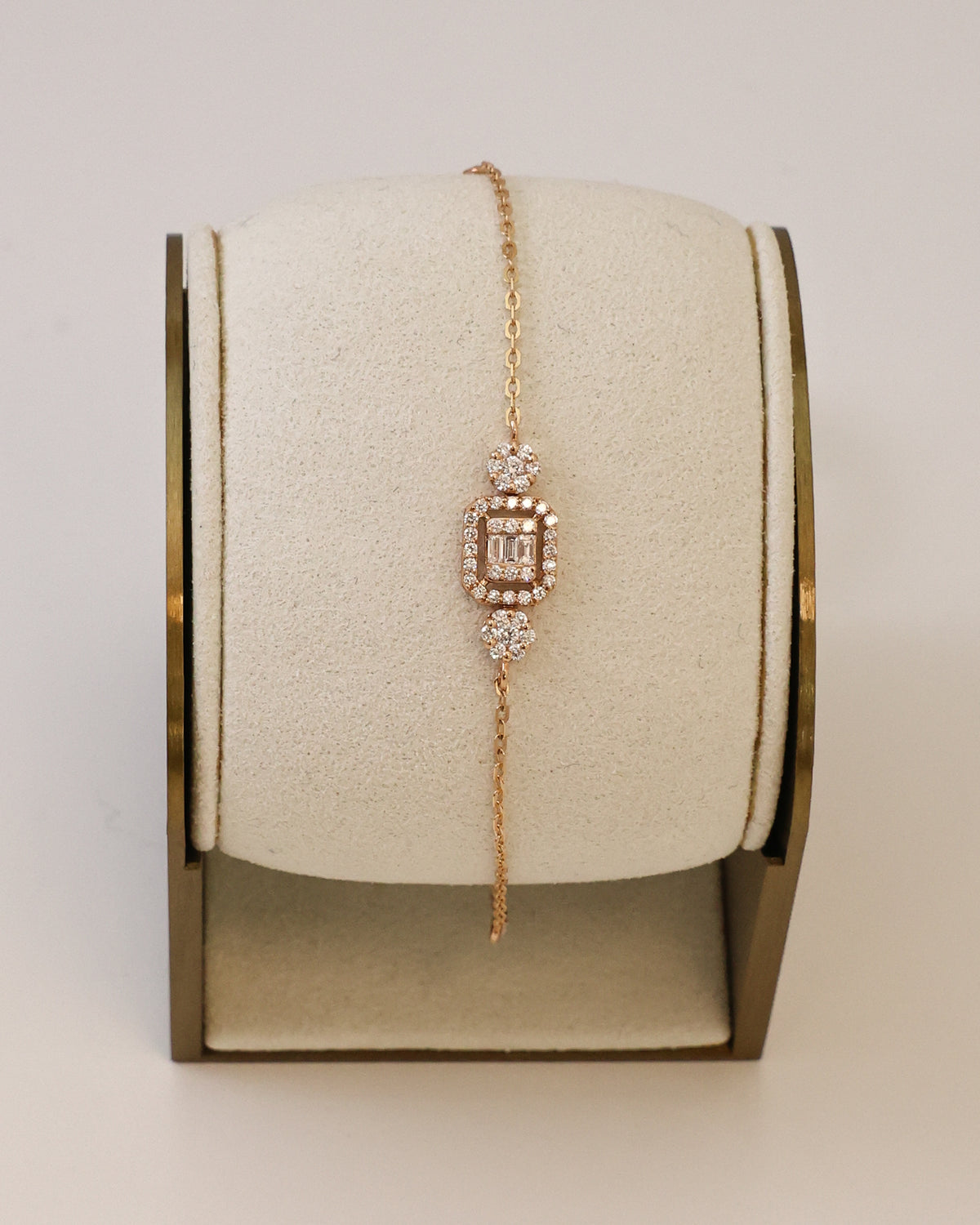 Natural Diamond Art Deco Bracelet in 18K Rose Gold, 0.45 ct