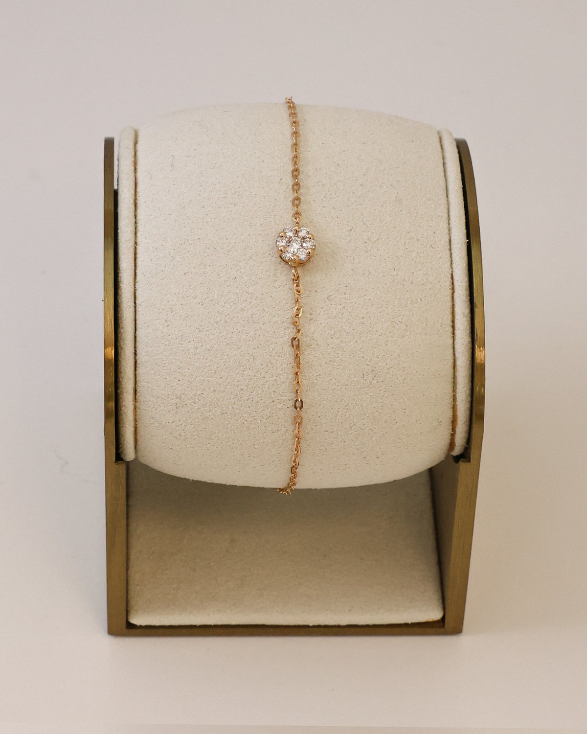 Natural Diamond Flower Bracelet in 18K Rose Gold, 0.17 ct