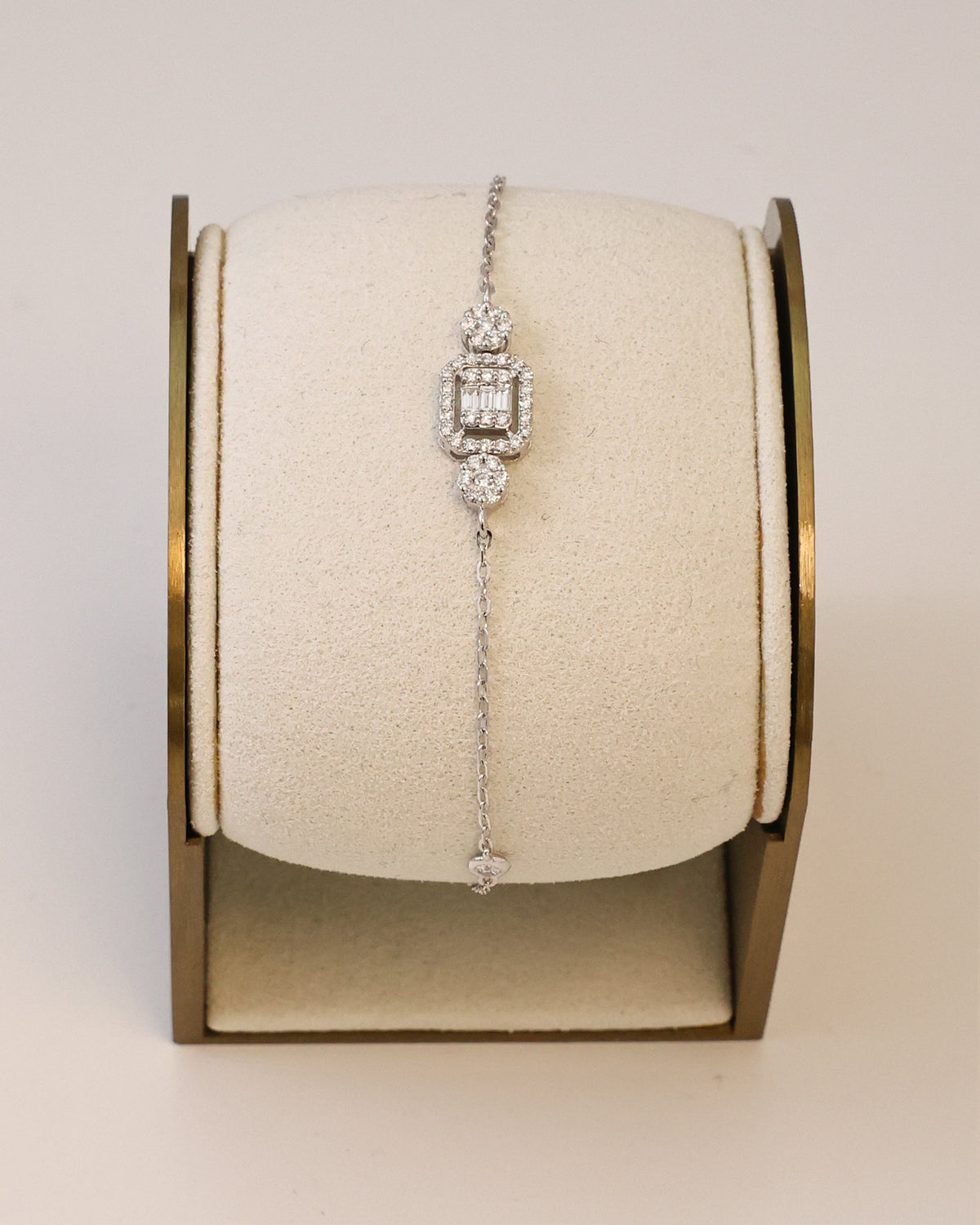 Natural Diamond Baguette Mosaic Chain Bracelet in 18K White Gold, 0.46 ct