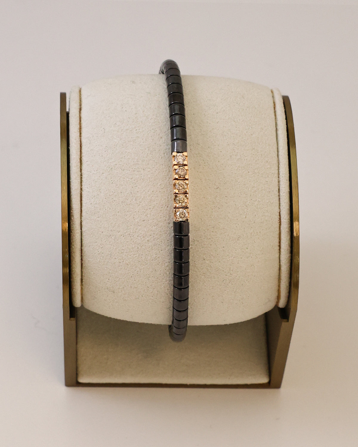Natural Diamond & Black Ceramic Flexible Bangle in 18K Rose Gold, 0.30 ct