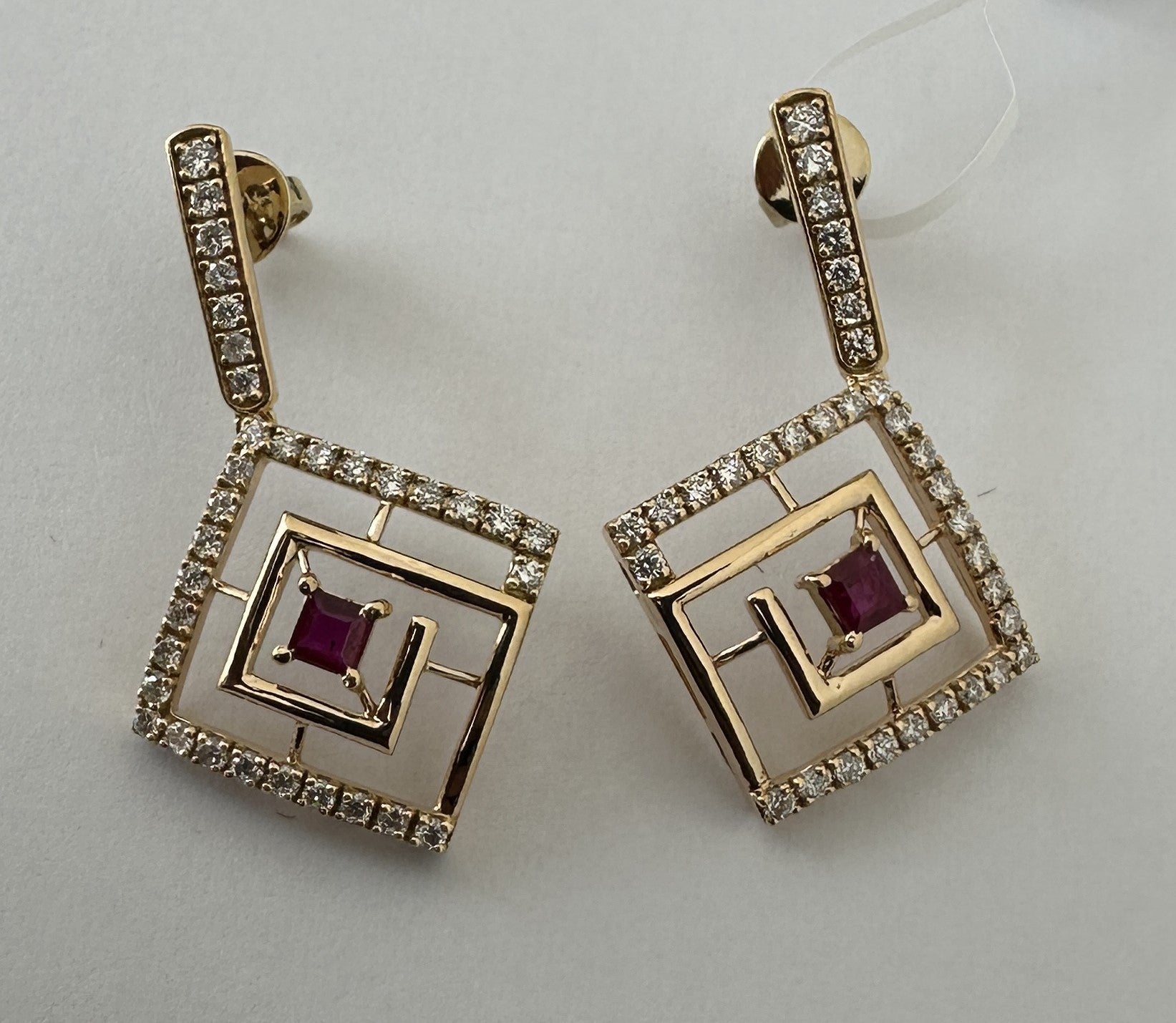 0.72 ct 18K Rose Gold Diamond & Ruby Earrings
