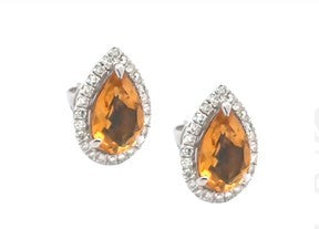 0.34 ct 18K White Gold Diamond & Yellow Sapphire Earrings