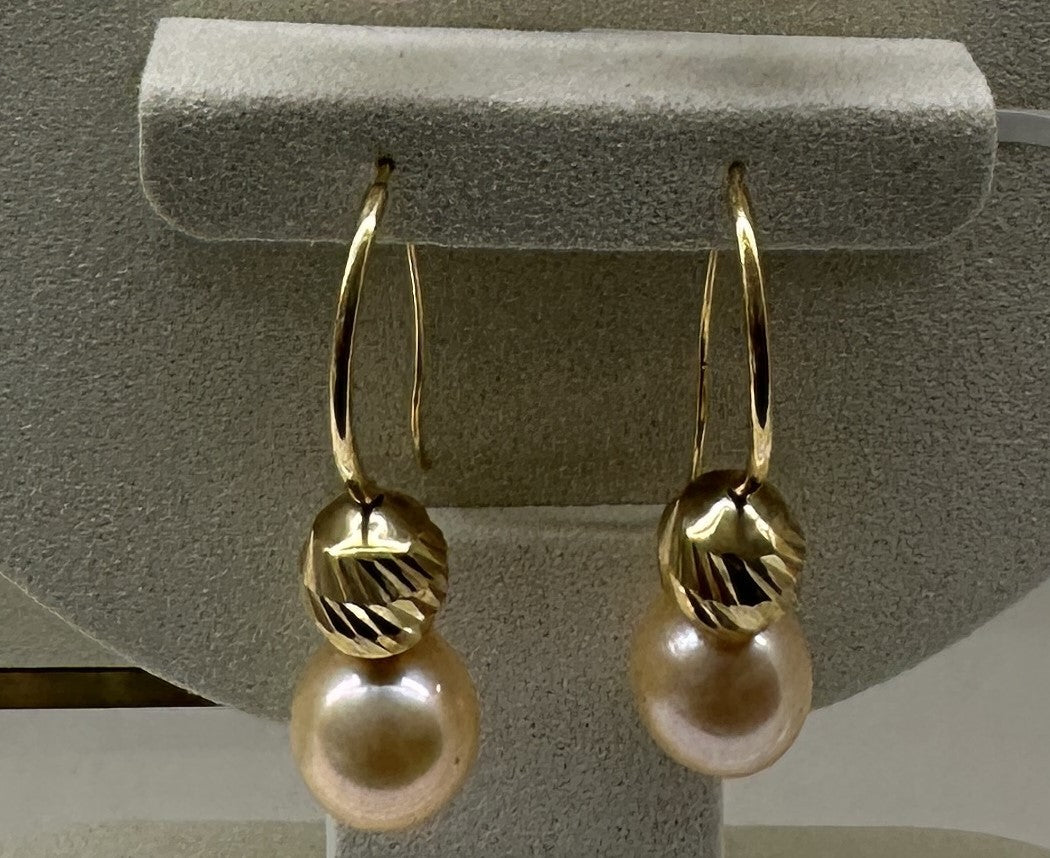 18K Yellow Gold Pearl Earrings