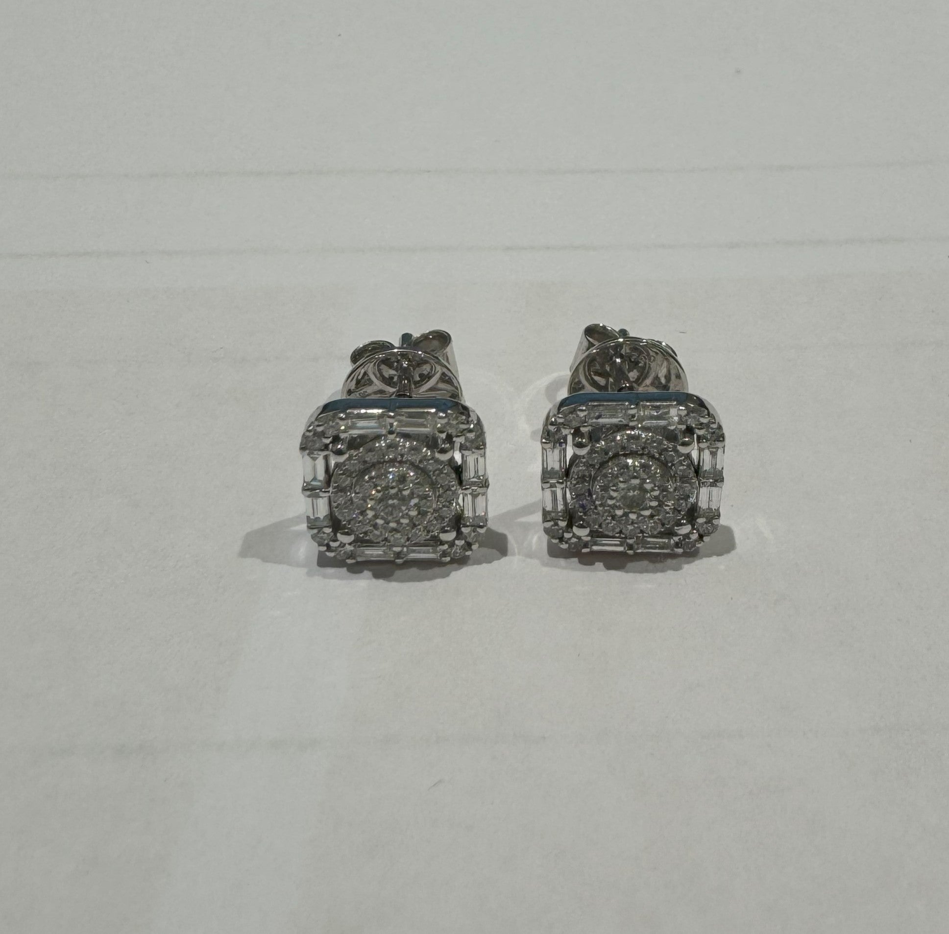 0.63 ct 18K White Gold Square Diamond Stud Earrings