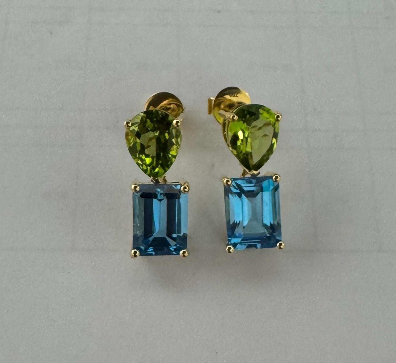 Blue Topaz & Peridot Earrings
