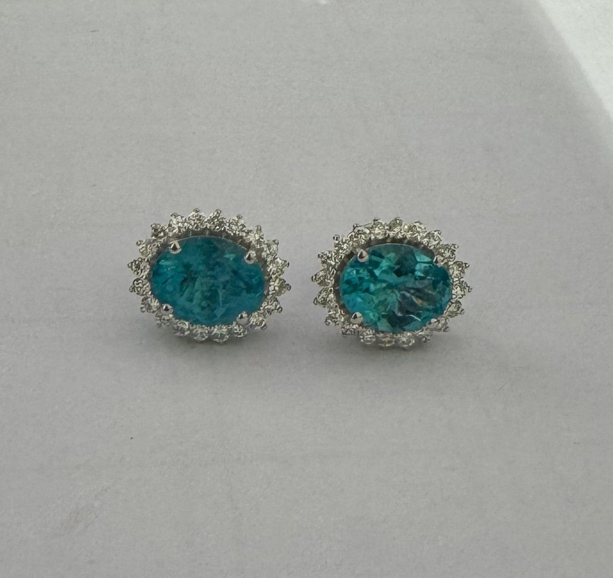 0.57 ct 18K White Gold Diamond & Apatite Earrings