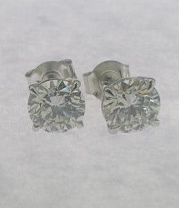 2.02 ct round cut lab grown diamond 14k white gold earring