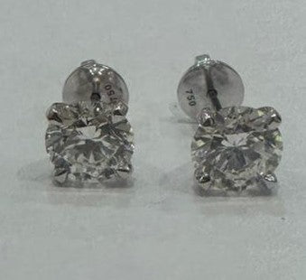 4.00 ct round cut lab grown diamond 18k white gold earring
