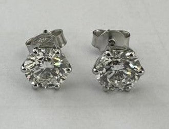 3.00 ct round cut lab grown diamond 18k white gold earring