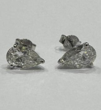 2.07 ct pear cut lab grown diamond 18k white gold earring