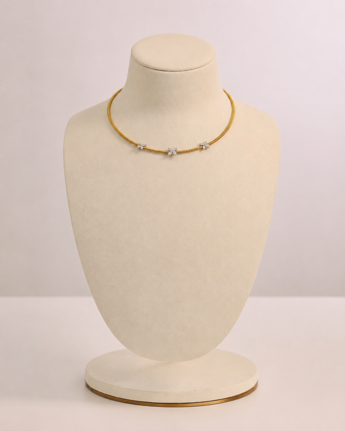 Floral Natural Diamond Necklace in 18K Yellow Gold – view 2