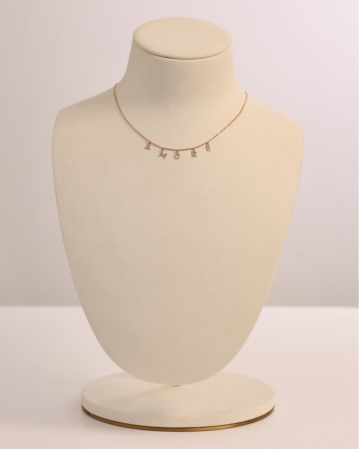 Amore Diamond Letter Necklace in 14K Rose Gold – view 2