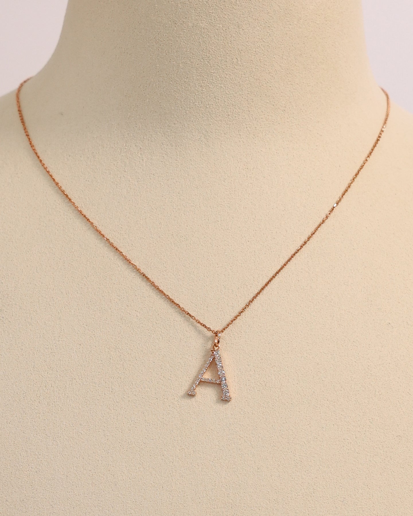 INITIAL “A” NECKLACE NATURAL DIAMOND