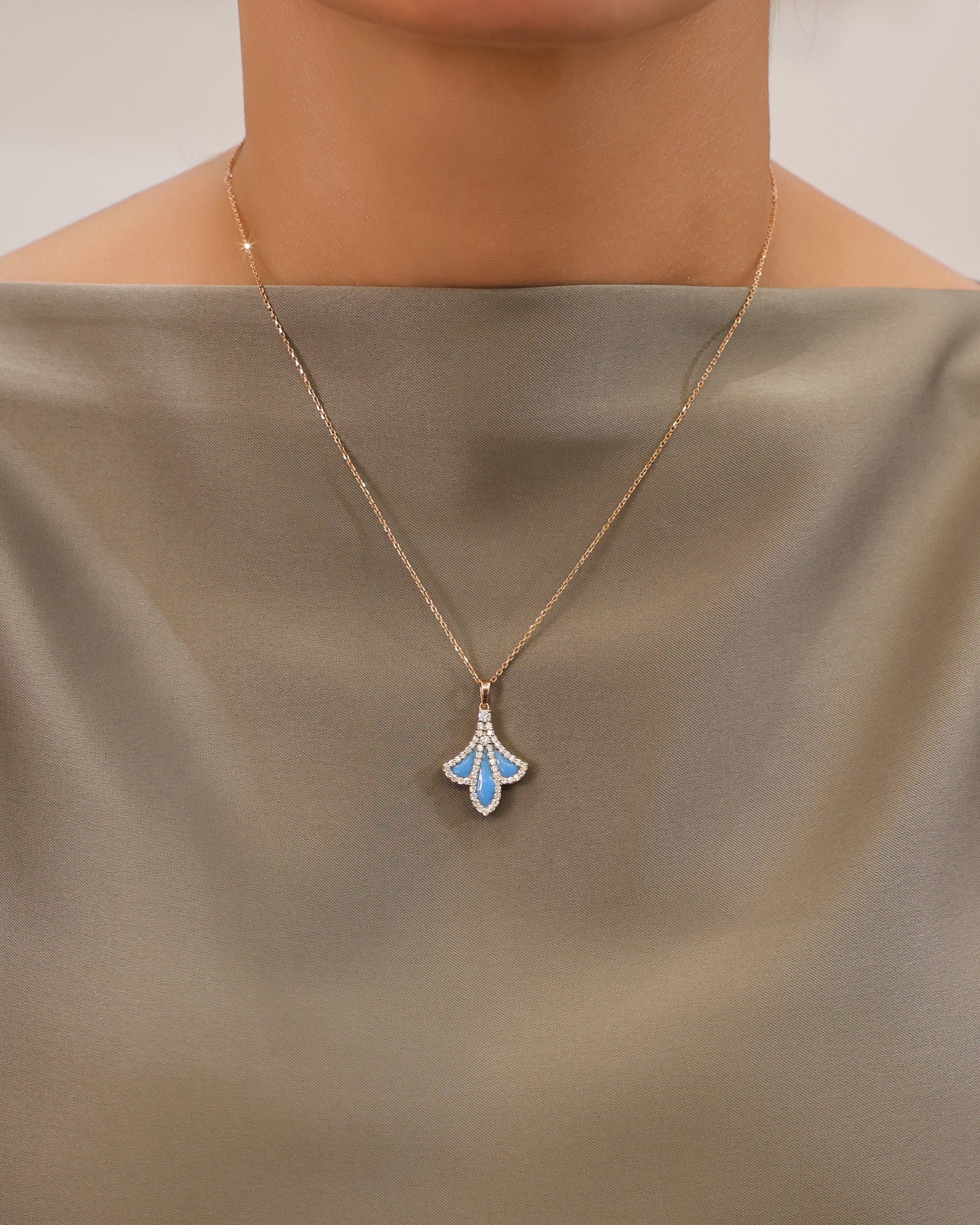 BLUE ENAMEL NECKLACE
