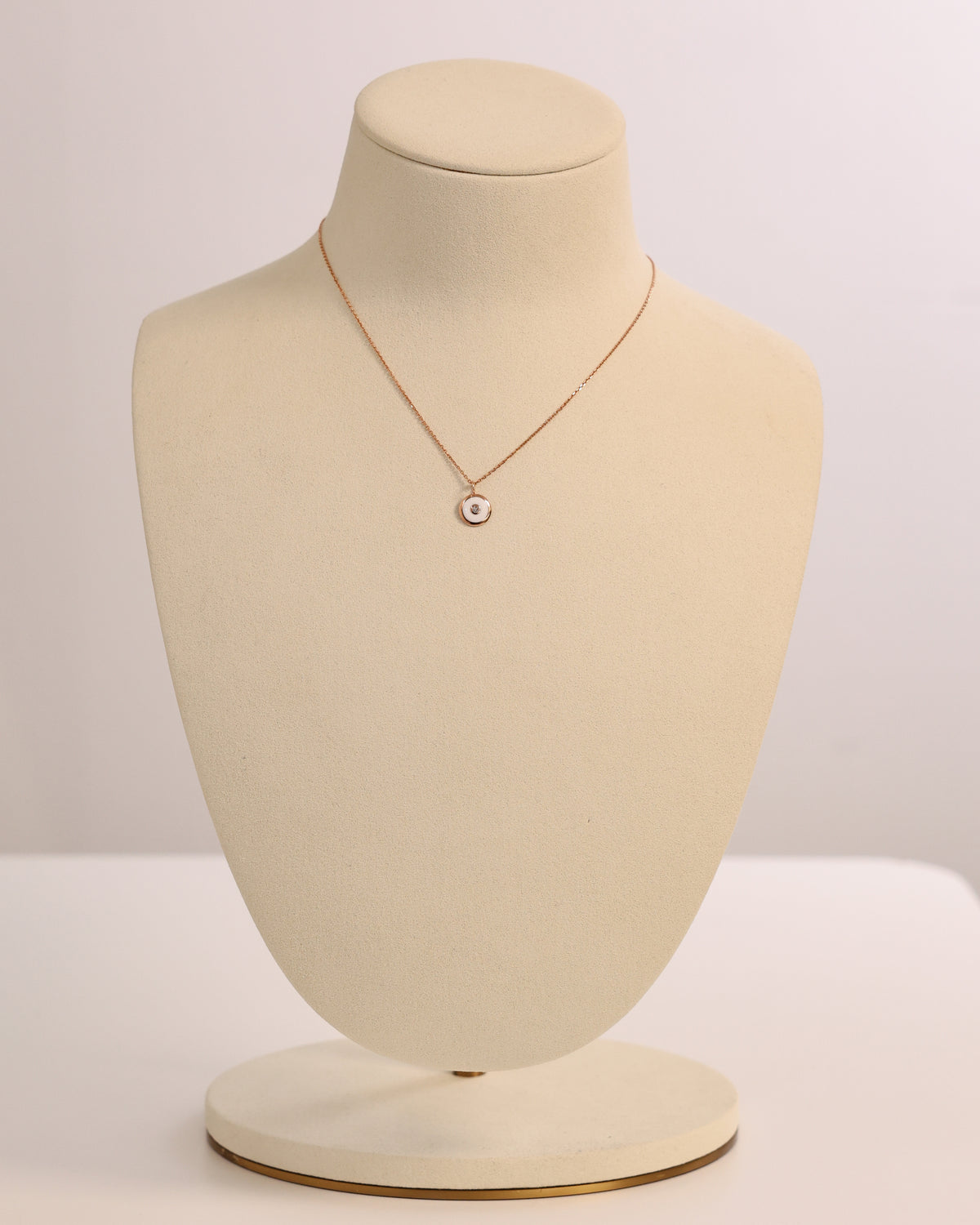 White Enamel Diamond Necklace in 18K White Gold – view 2