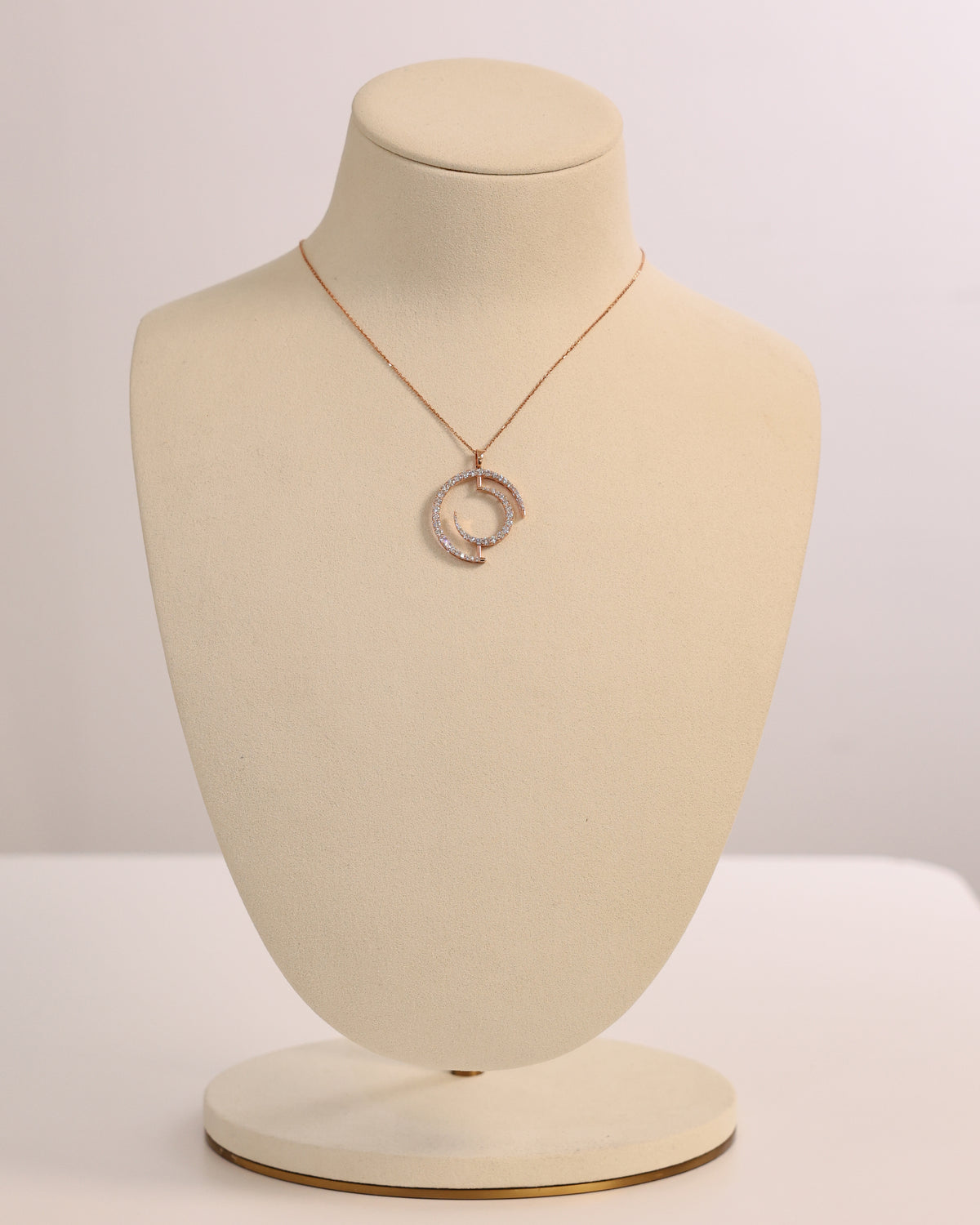 Moon Necklace Lab-Grown Diamond in 18K Rose Gold – view 2