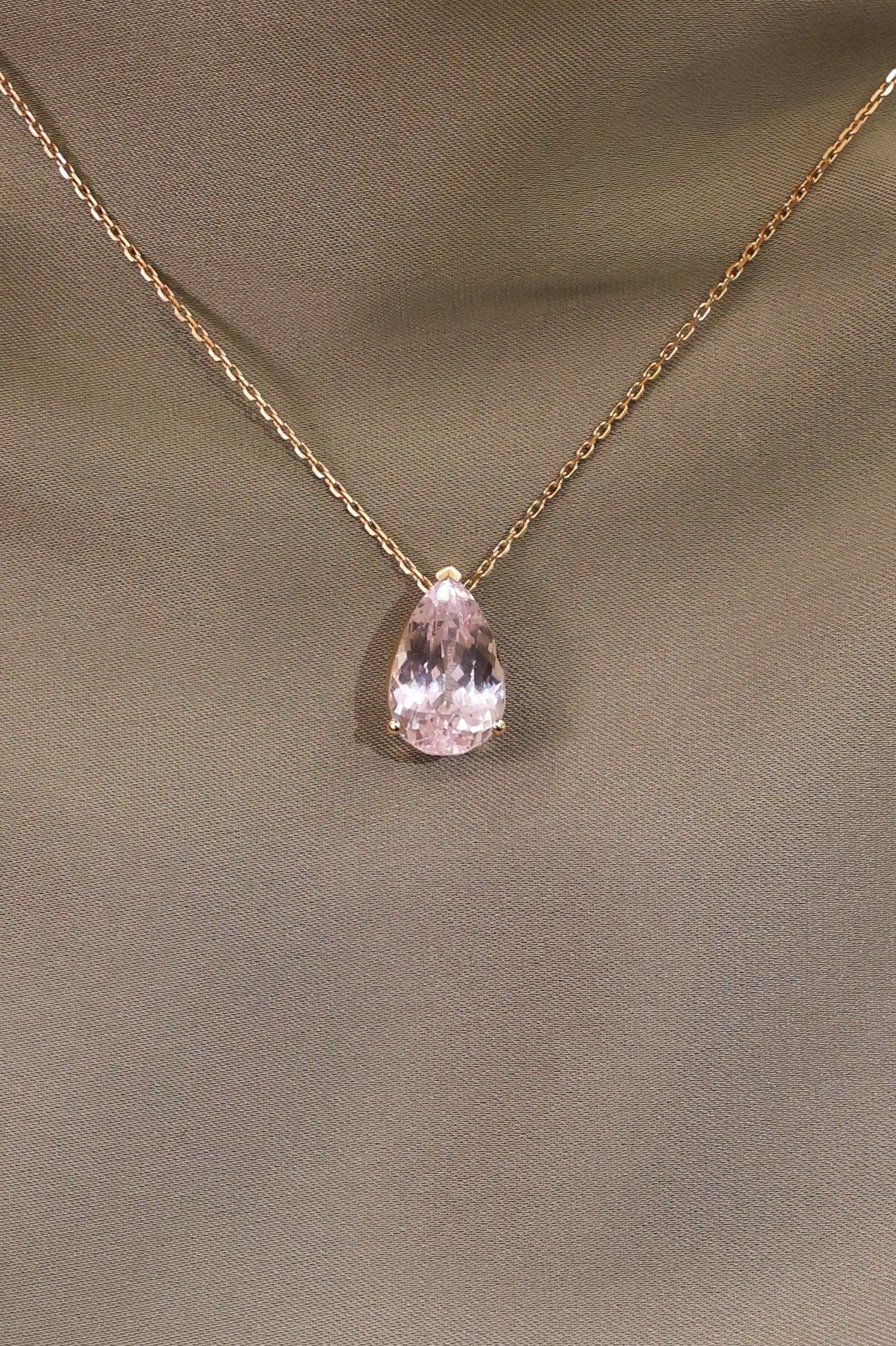 PINK KUNZITE PEAR NECKLACE