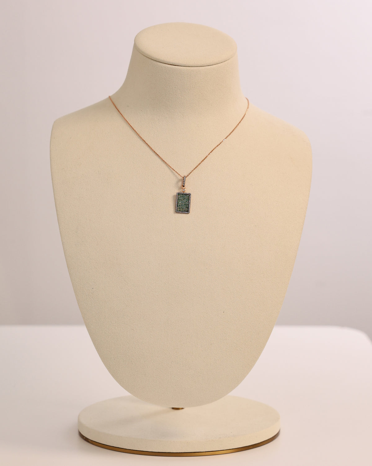 Emerald Rectangle Necklace in 18K Rose Gold – view 2